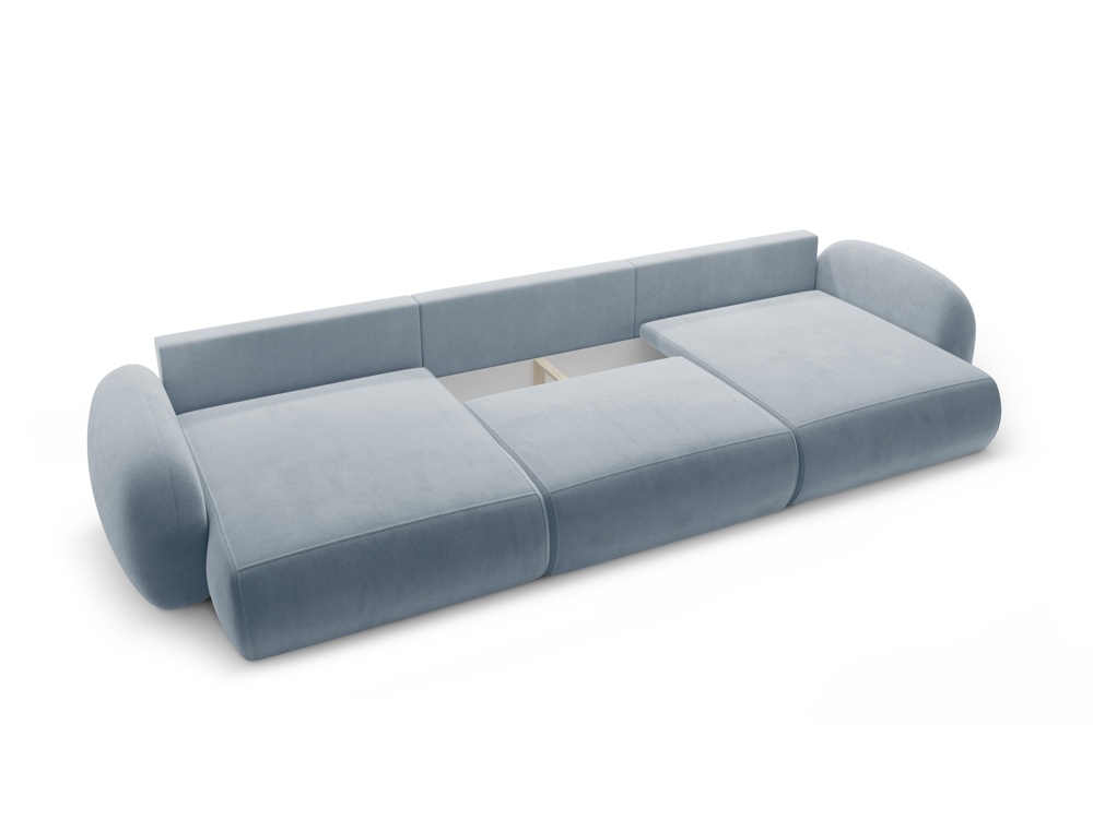 Cosmopolitan Design Panoramasofa Tonale 5-Sitzer mit Schlaffunktion und Bettkasten Samt Magic Velvet Blaugrau