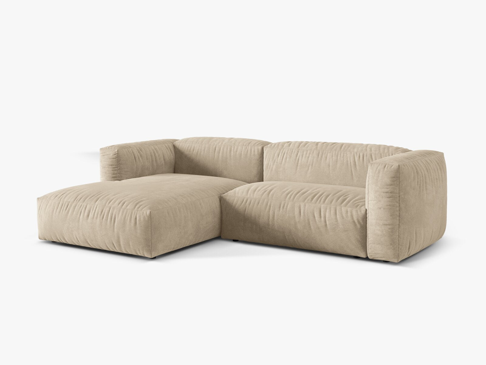 Micadoni Ecksofa Martina 2-Sitzer Links Samt Vogue Helles Beige