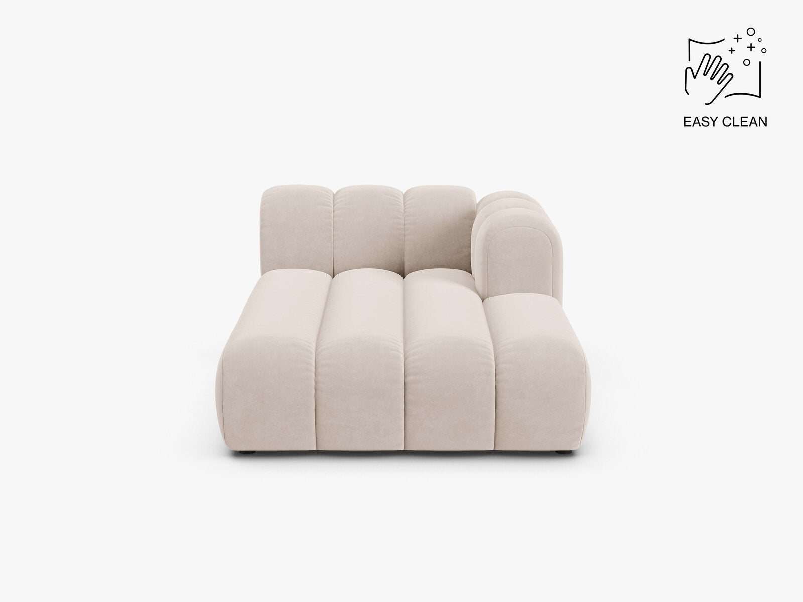 Micadoni Recamiere Lupine 2-Sitzer Samt Venus Helles Beige Rechts