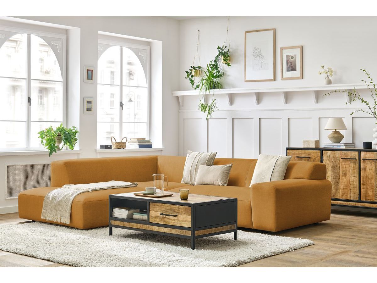 Bobochic Lavena Ecksofa 272 × 220 cm Samt Gelb Ecke links