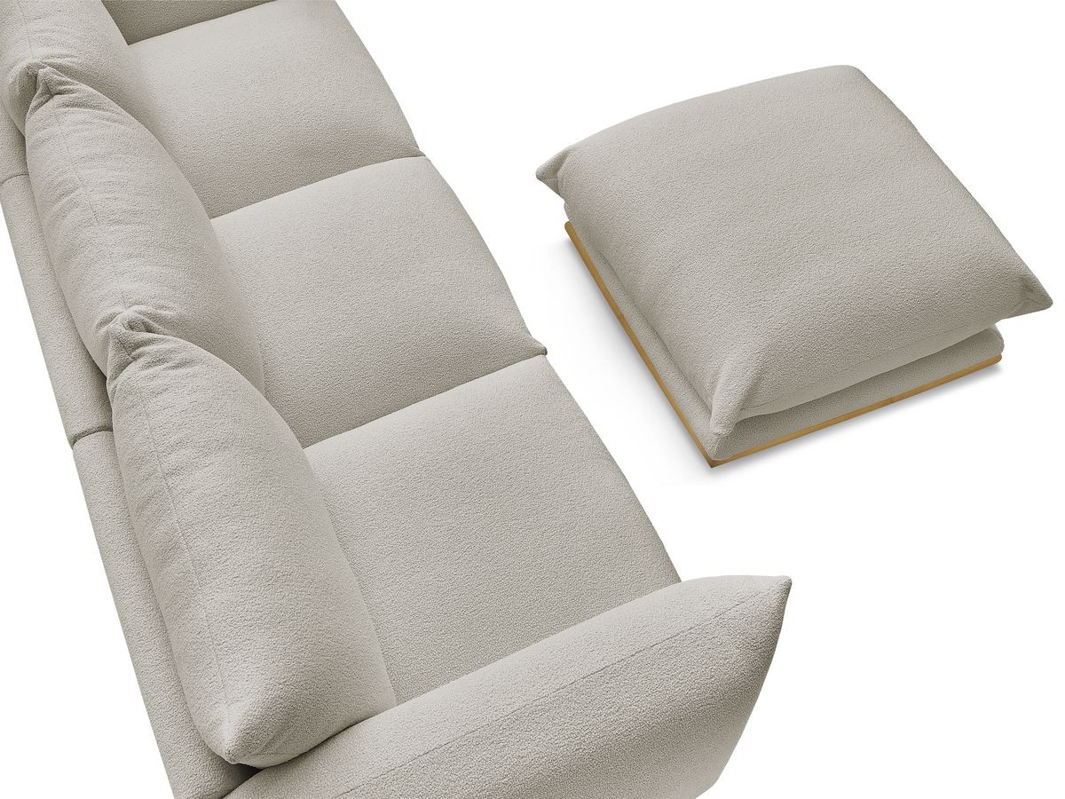 Bobochic Ernest Sofa 3-Sitzer mit Pouf 266 × 106 cm Bouclé-Stoff Taupe