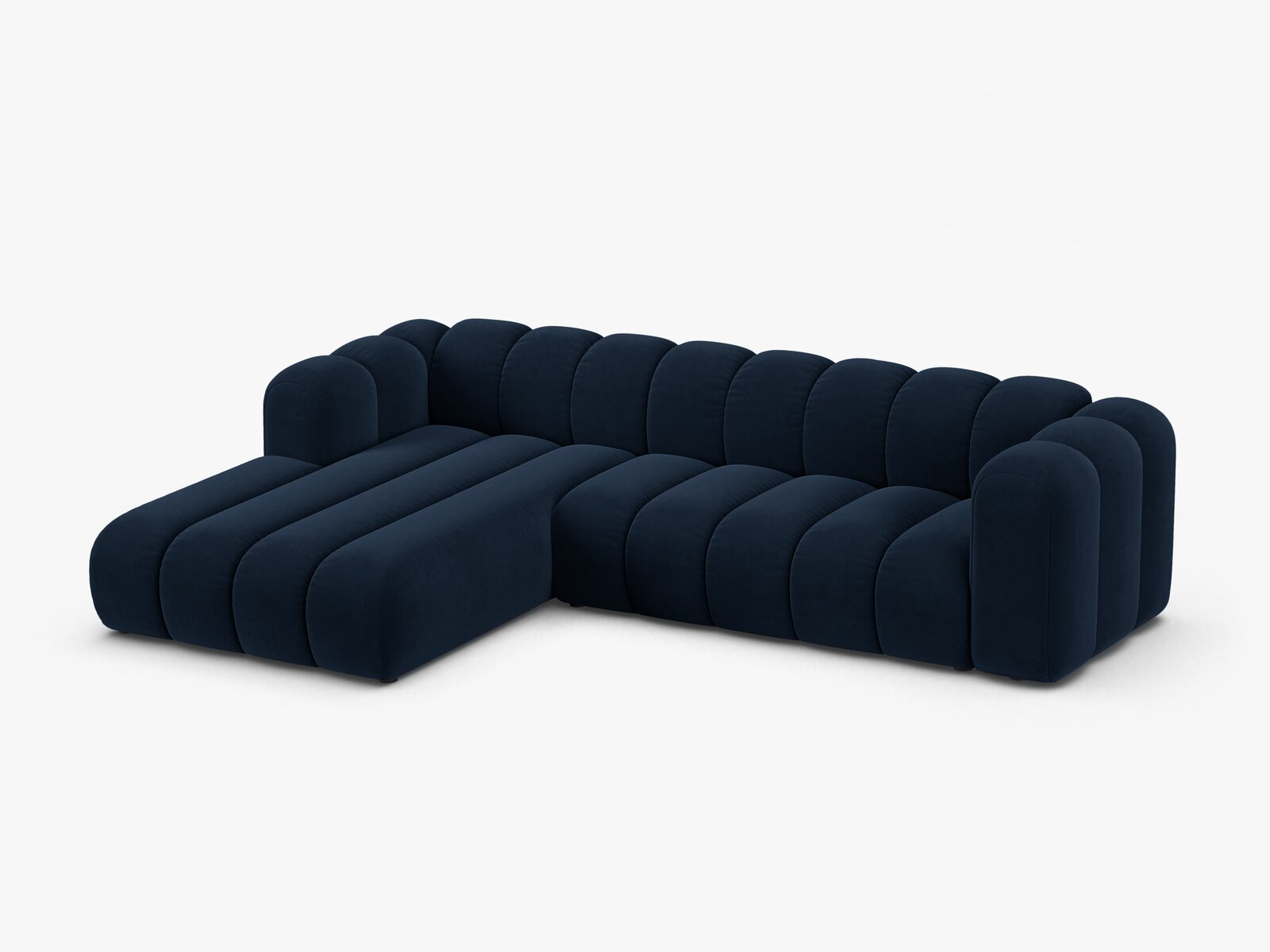 Micadoni Modulares Ecksofa Lupine 4-Sitzer Links Samt Salvador Königsblau