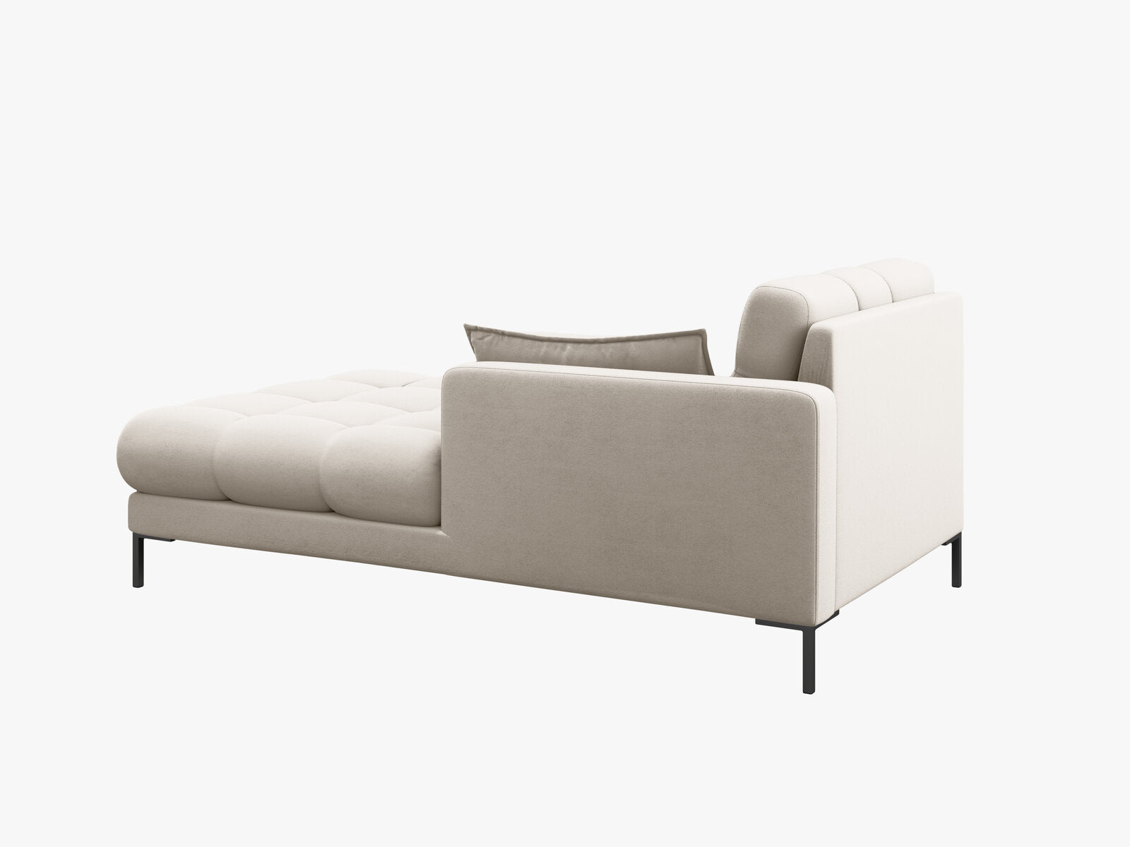 Micadoni Recamiere Mamaia 1-Sitzer Rechts Strukturierter Stoff Neve Beige schwarze Beine