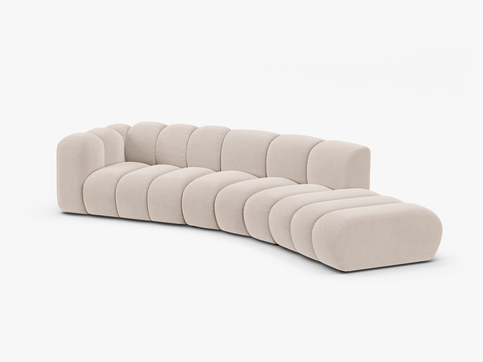 Micadoni Modulares Sofa Lupine 5-Sitzer Samt Venus Helles Beige Rechts
