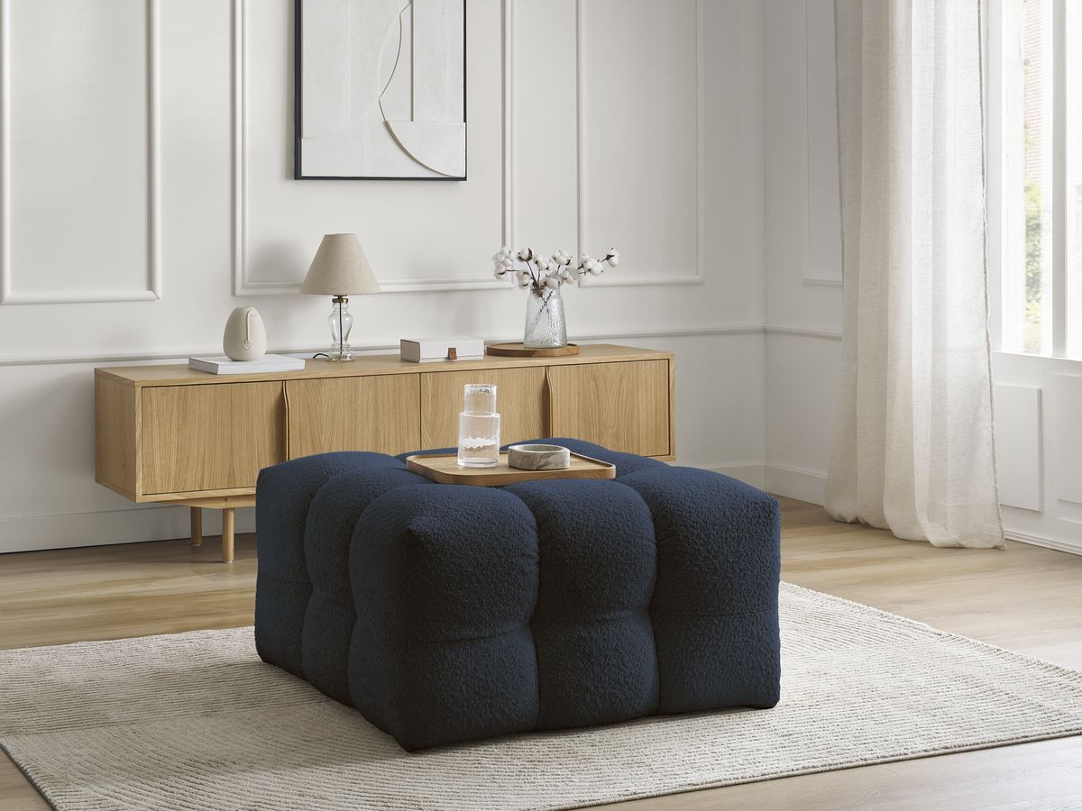Bobochic Cloud Pouf Bouclé-Stoff Dunkelblau