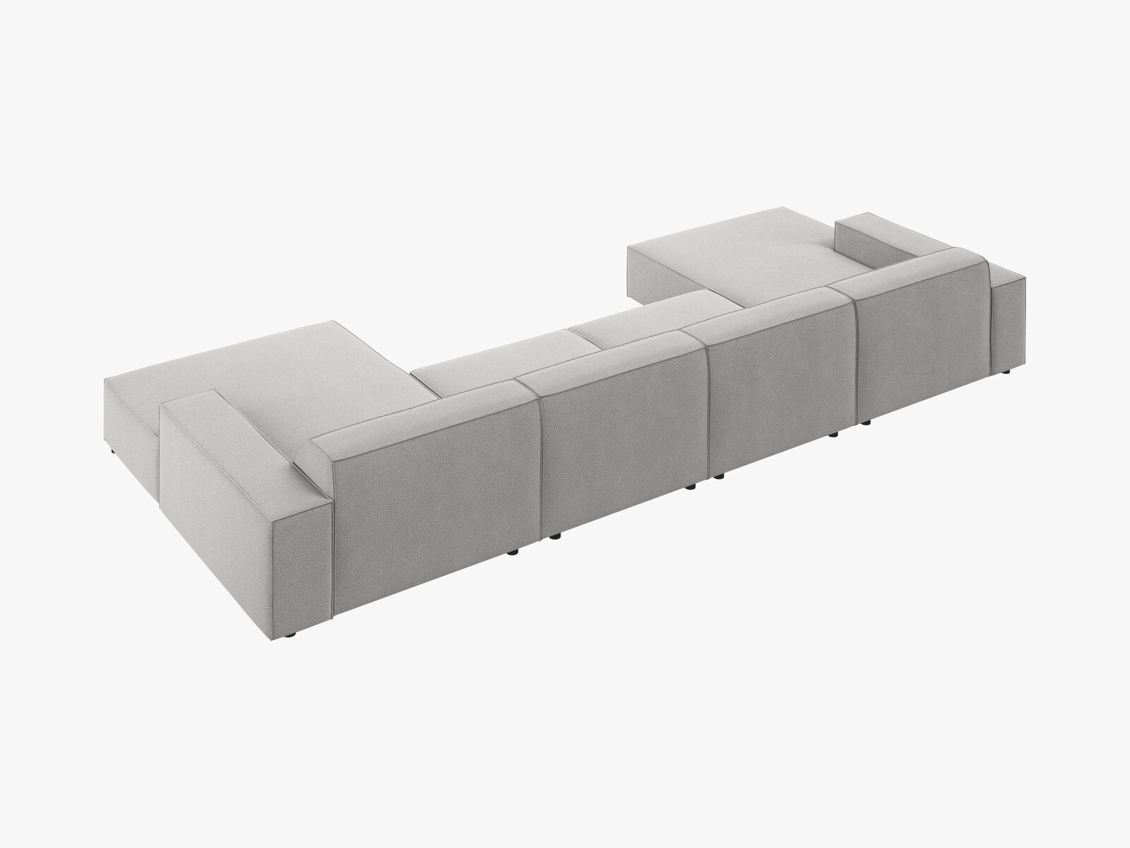 Micadoni Panorama-Sofa Jodie 6-Sitzer Strukturierter Stoff Megan Hellgrau
