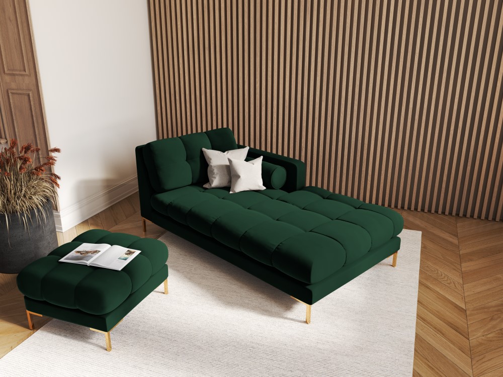 Cosmopolitan Design Pouf Bali Samt Bluvel Flaschengrün Beine Gold