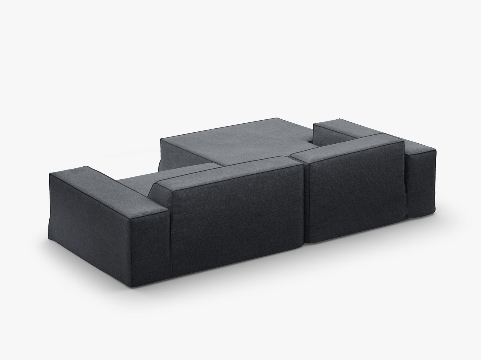 Micadoni Ecksofa Jodie 3-Sitzer Links Strukturierter Stoff Lins Grau und Blau