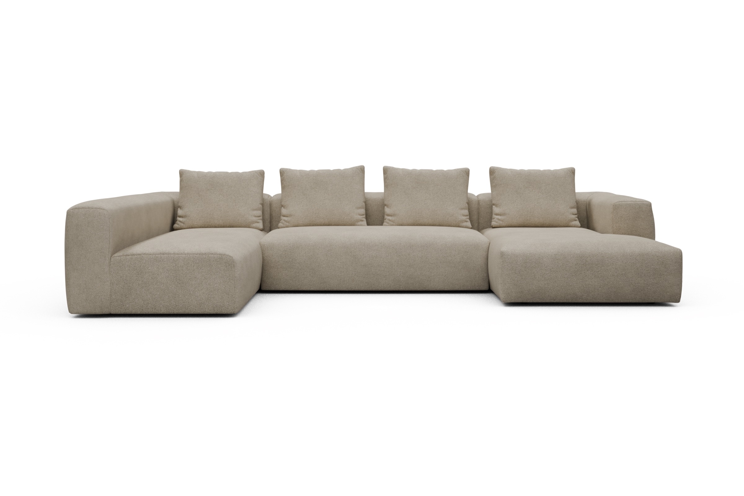 Skandi Home Wohnlandschaft Fred Chaiselongue rechts mit 2-Sitzer und lange Armlehne links Boucle-Belge moebelfaktor