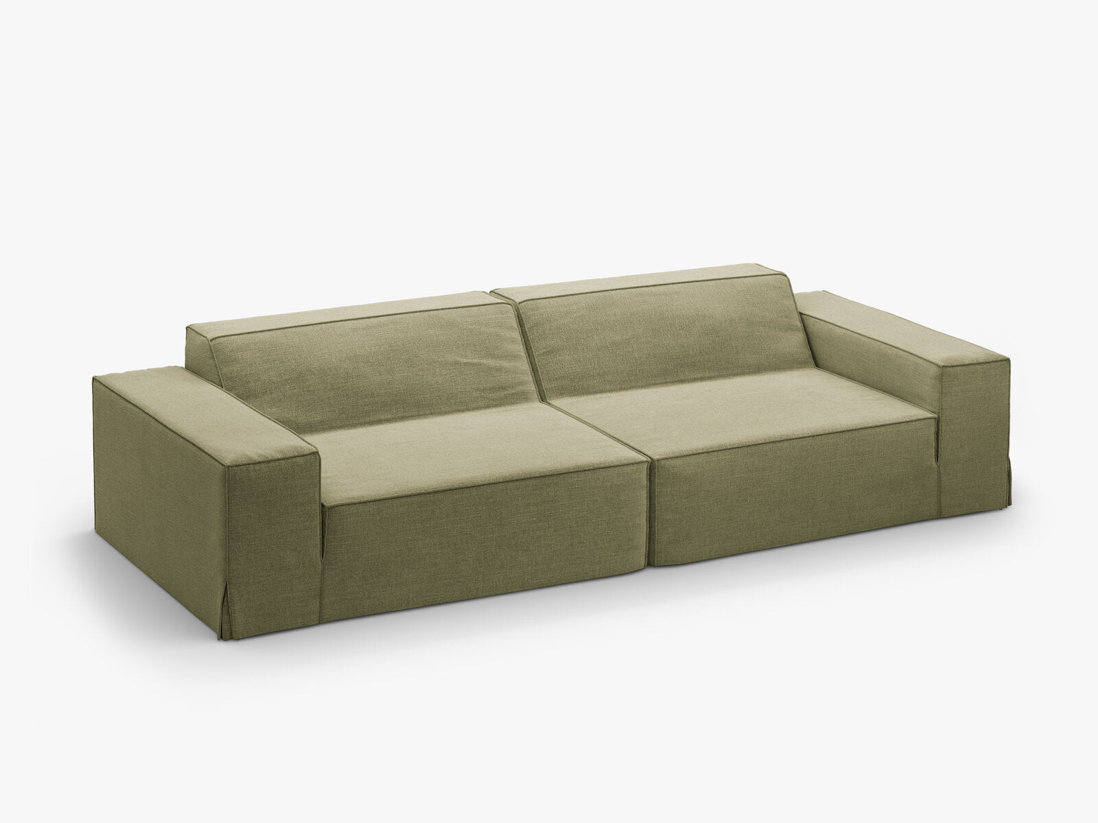 Micadoni Sofa Jodie 4-Sitzer Strukturierter Stoff Lins Hellgrün