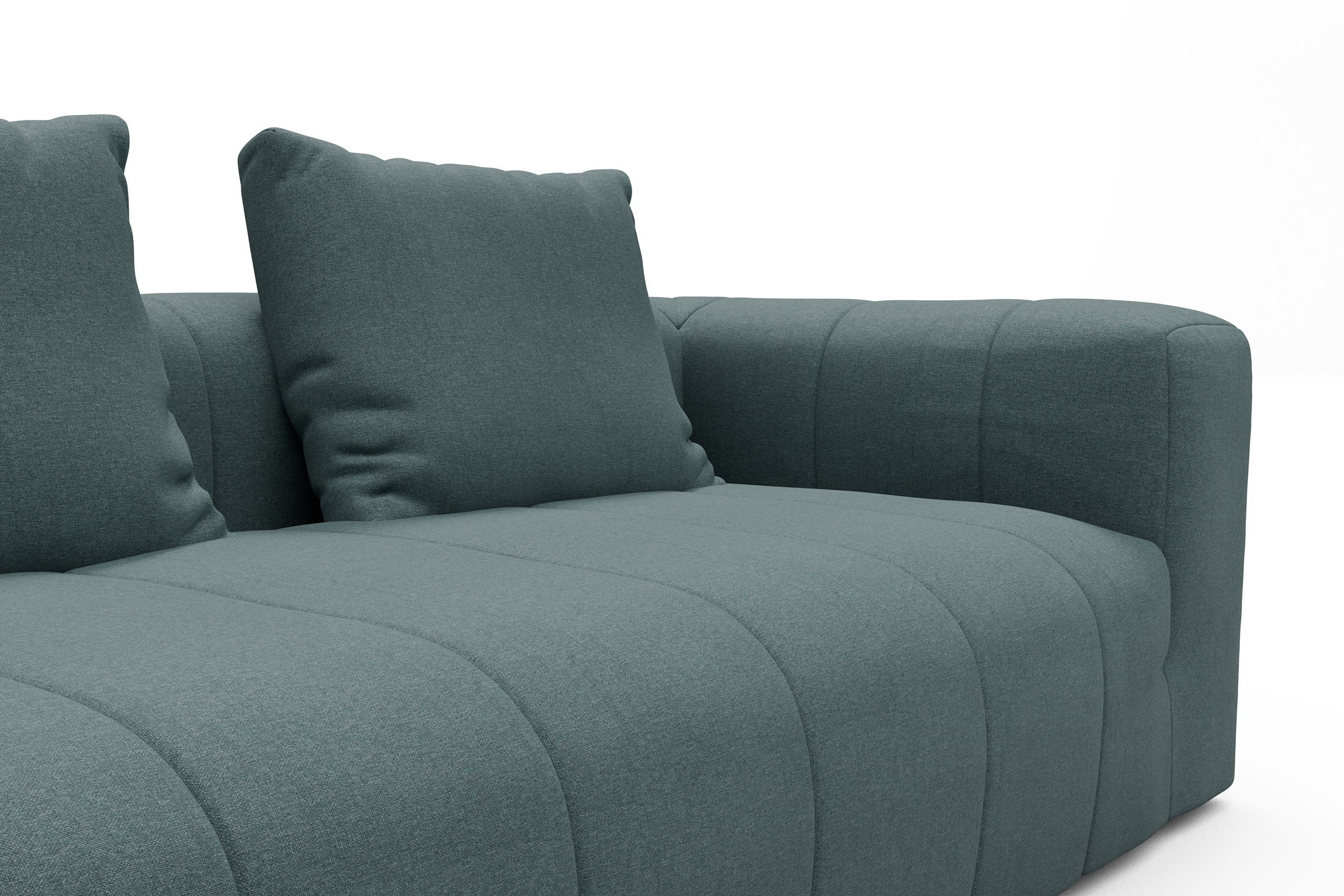 Ecksofa Hugo 2,5-Sitzer Armlehne rechts mit Chaiselongue Satya-Niagara