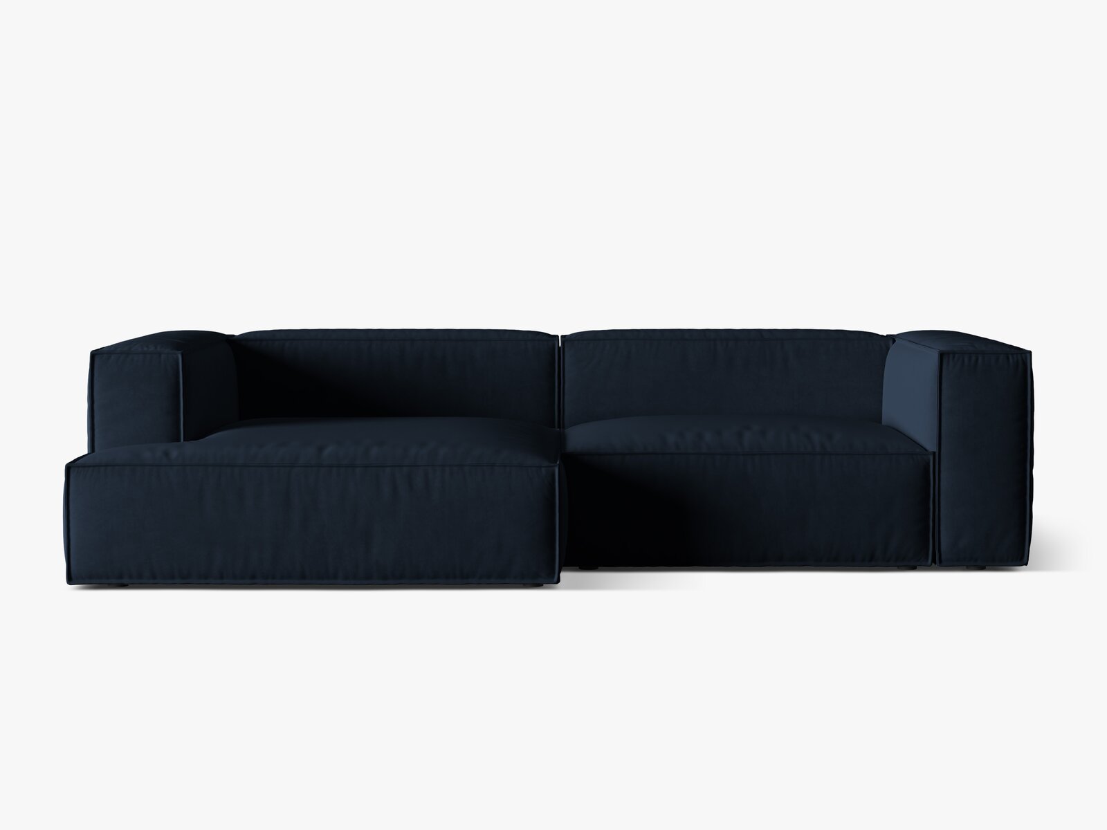 Micadoni Ecksofa Nuria 4-Sitzer Links Samt Dunkelblau