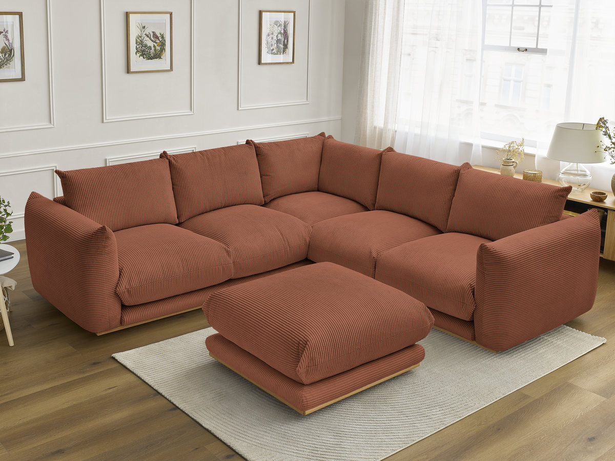 Bobochic Ernest Ecksofa mit Pouf Cordsamt Orange