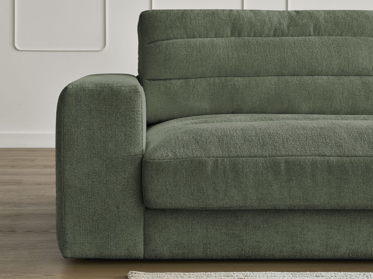 Bobochic Sierra Sofa 4-Sitzer mit Pouf Strukturstoff Dunkelgrün