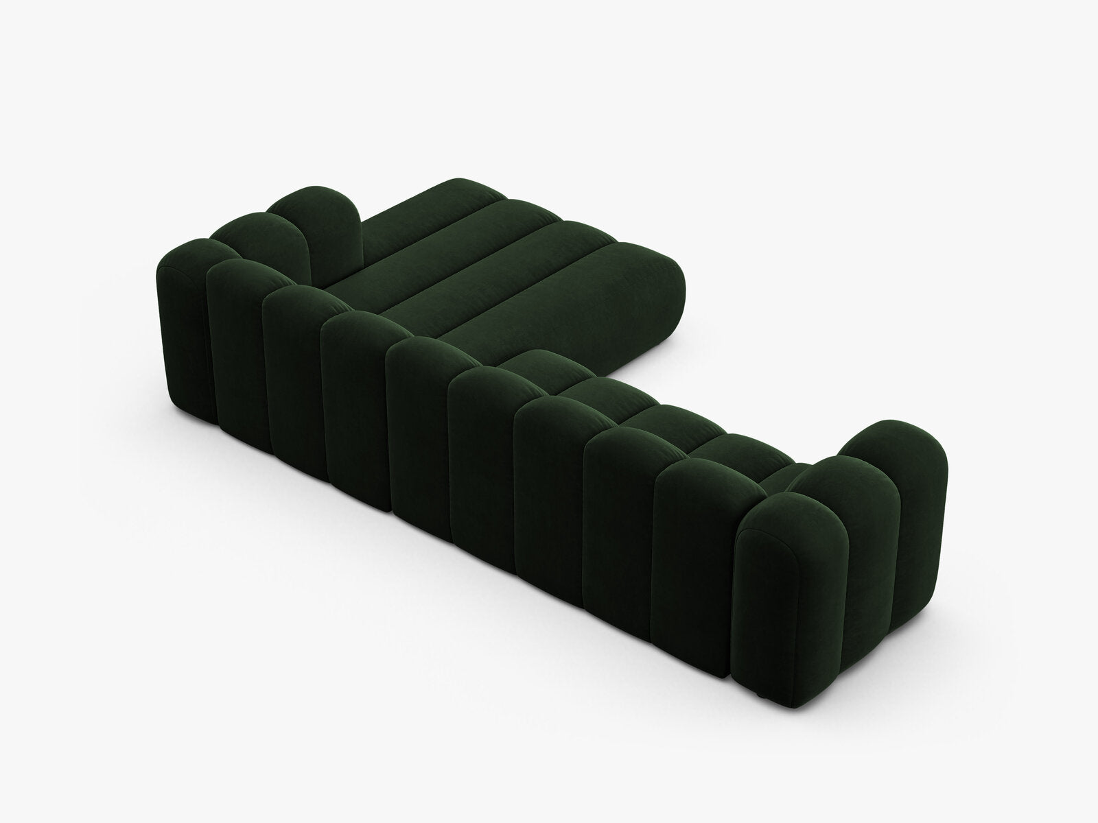 Micadoni Modulares Ecksofa Lupine 4-Sitzer Samt Venus Flaschengrün Rechts