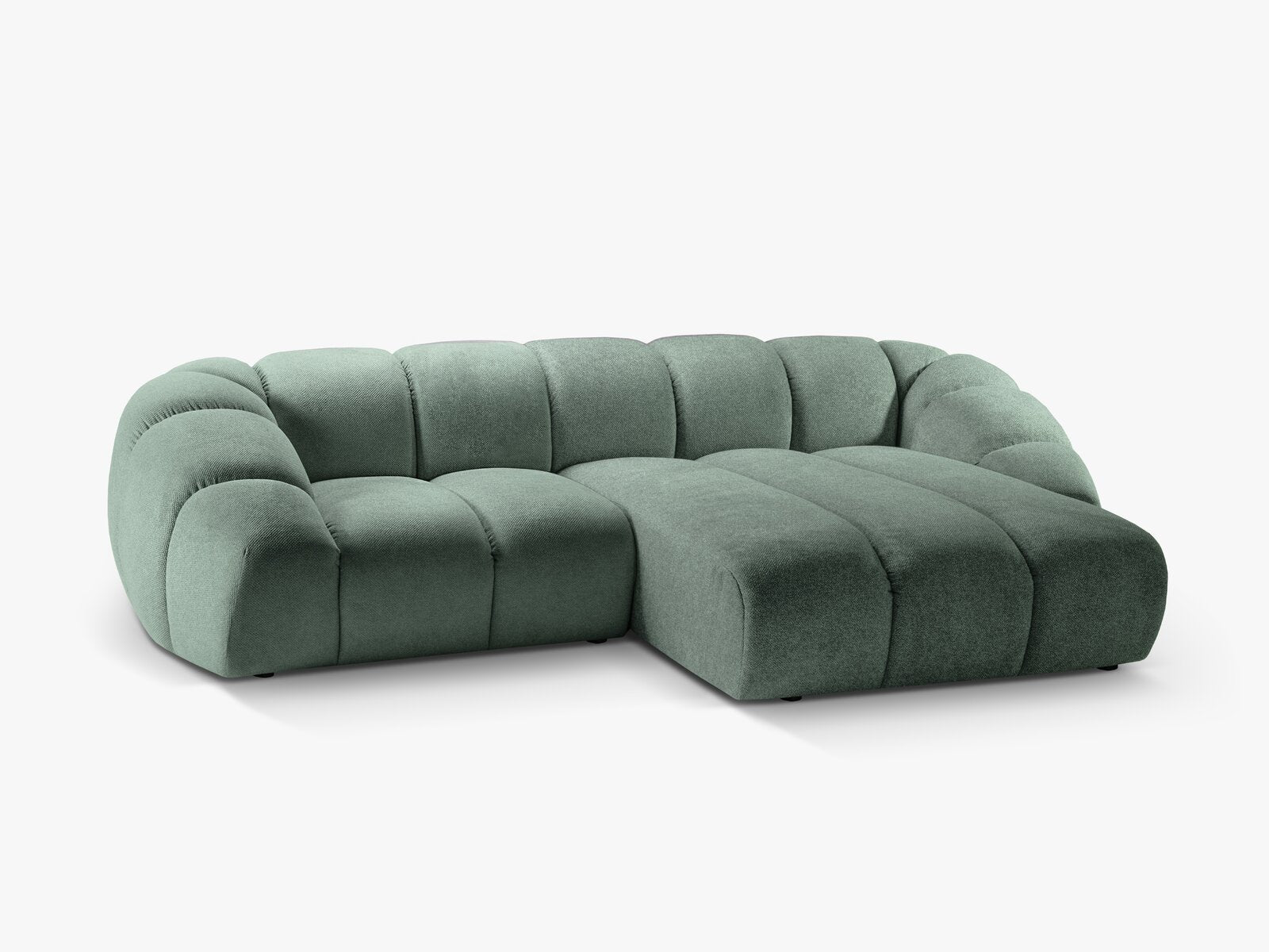 Micadoni Ecksofa Diana 3-Sitzer Rechts Strukturierter Samt Bubble Minze