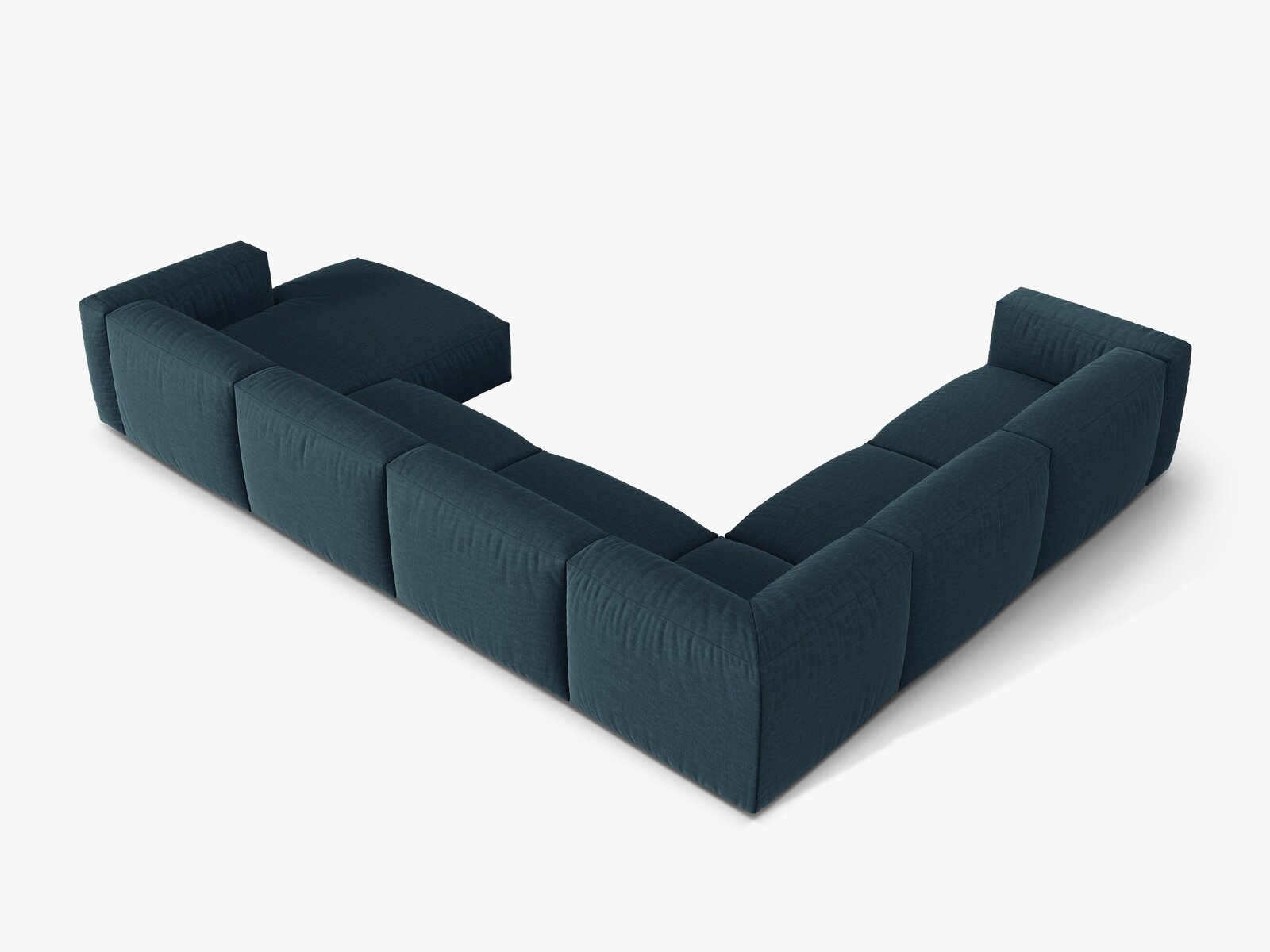 Micadoni modulares Ecksofa XL Martina 6-Sitzer Links Strukturierter Stoff Boston Jeansblau