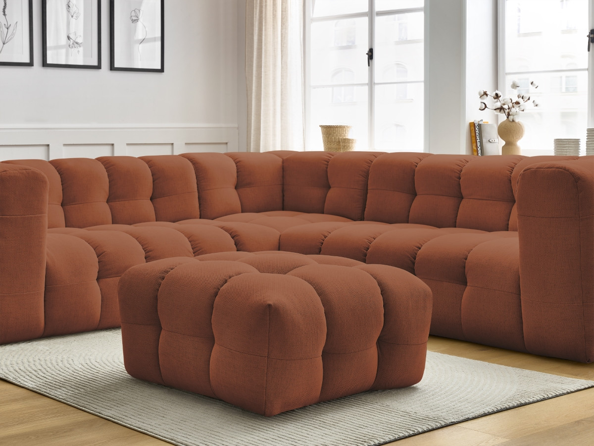 Bobochic Cloud Ecksofa mit Pouf 268 × 110 cm Stoff Orange