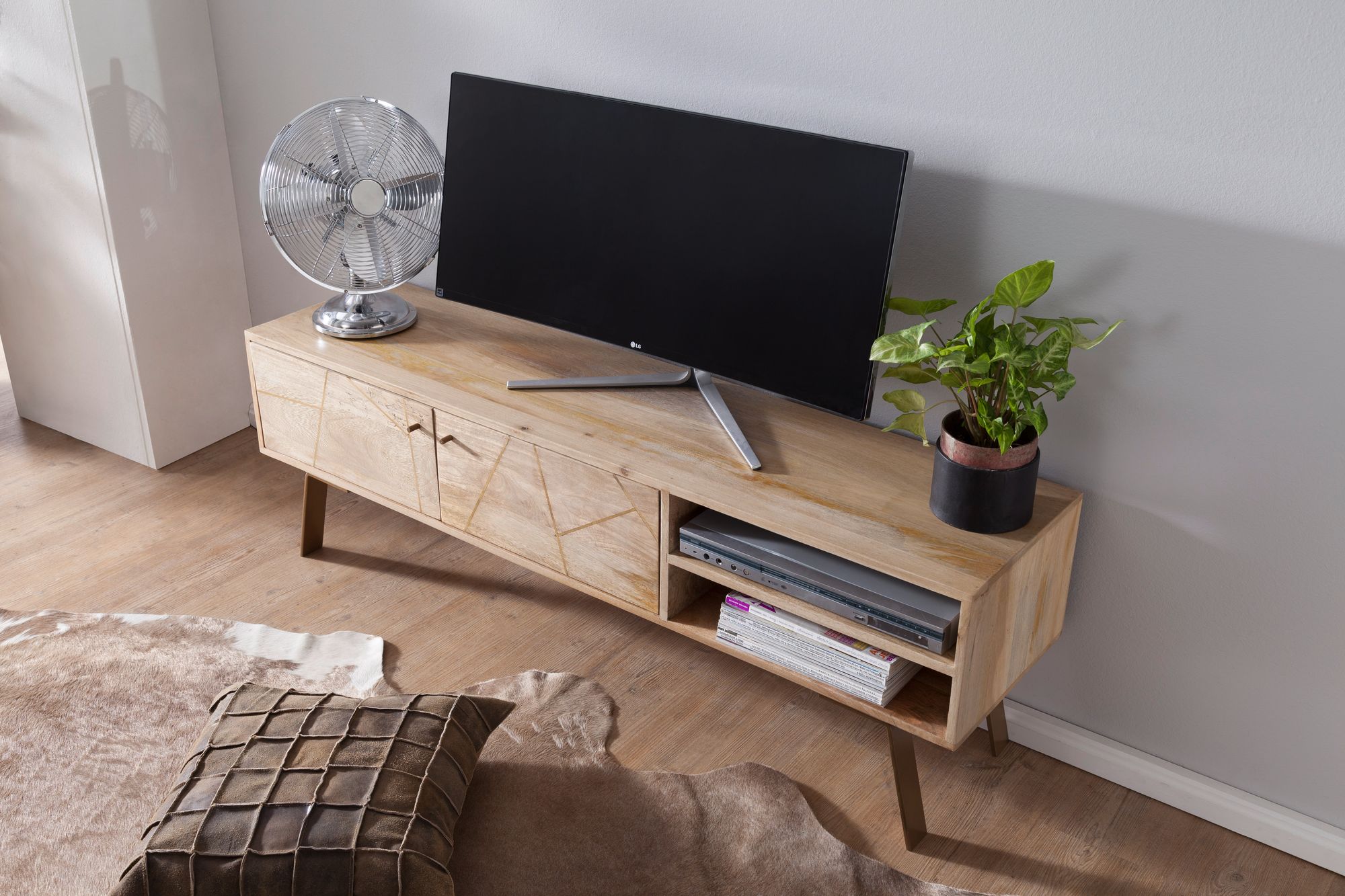Lowboard Dale Mango Massivholz 145 × 35 × 47 cm