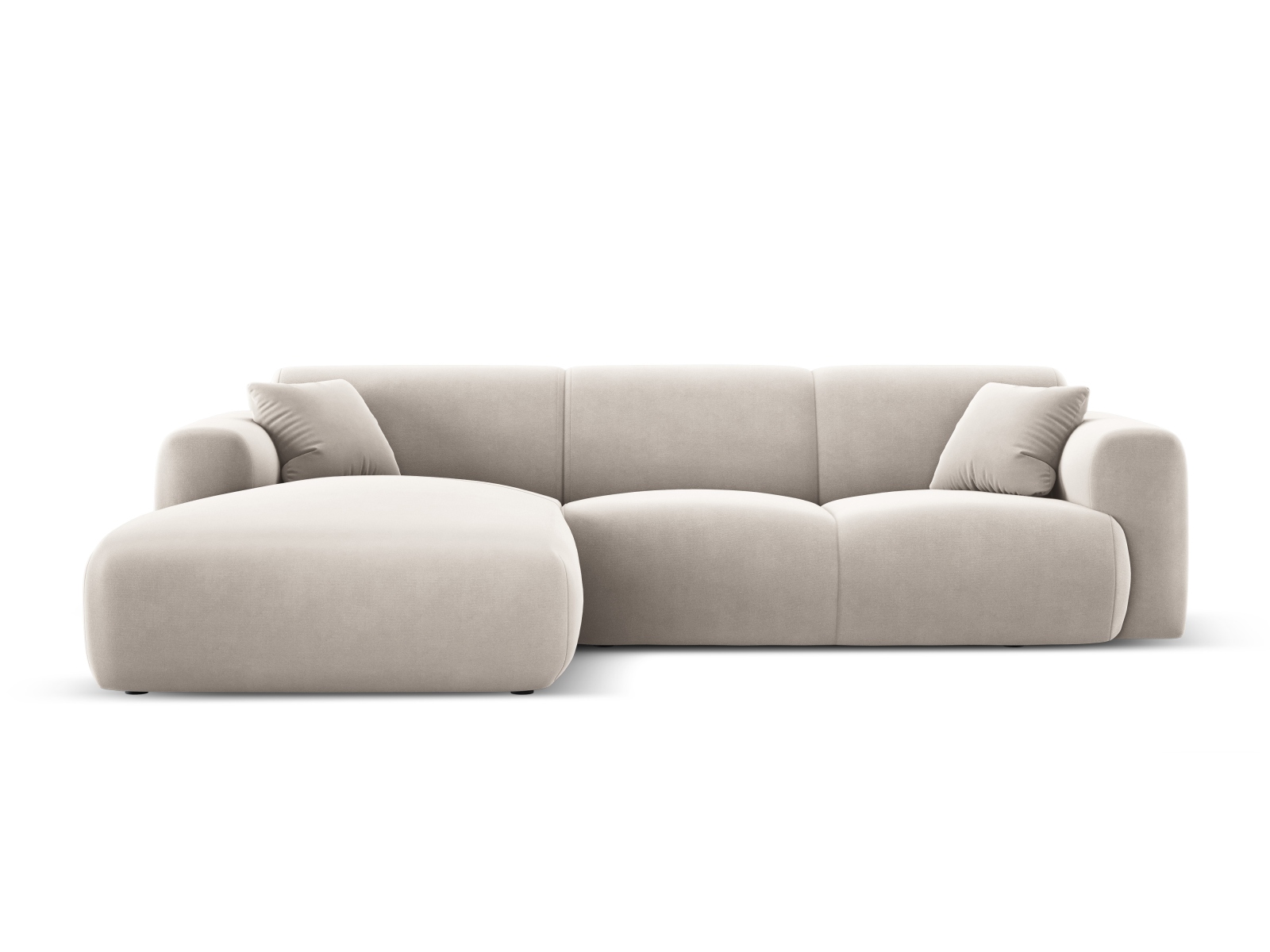 Cosmopolitan Design Ecksofa Nolio 4-Sitzer Samt Casino Helles Beige Links