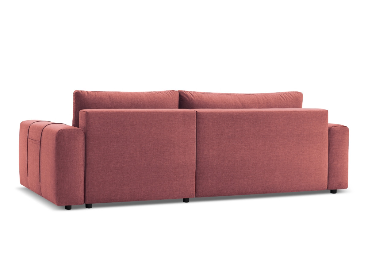 Bobochic Arsene Ecksofa mit Schlaffunktion und Bettkasten und Pouf 288 × 148 cm Samt Orange