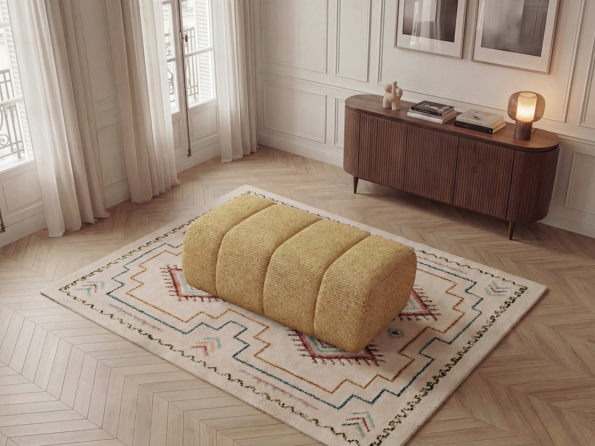 Bobochic Nesty Pouf Melange-Stoff Gelb