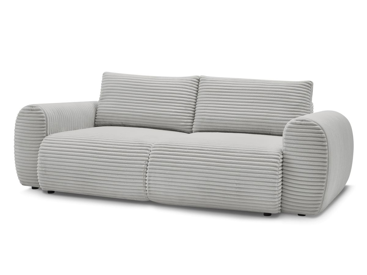 Bobochic Lucien Schlafsofa 3-Sitzer mit Bettkasten Breitcord weich Hellgrau