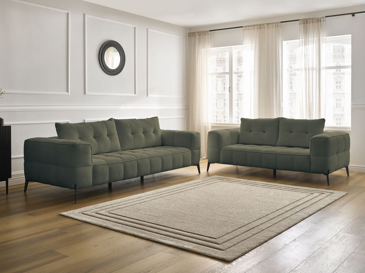 Bobochic Anis Sofa 5-Sitzer Bouclé-Stoff Grün