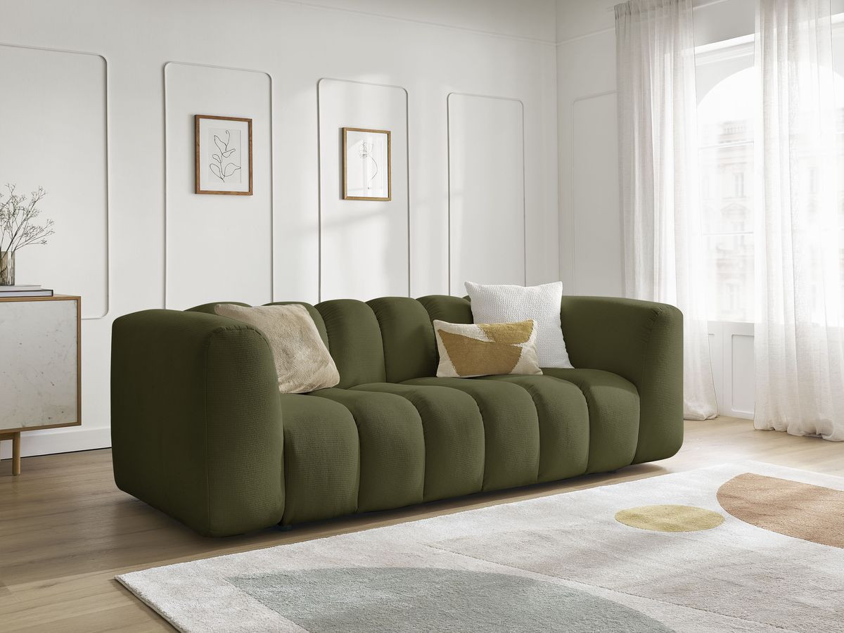 Bobochic Talia Sofa 3-Sitzer Melange-Stoff Grün