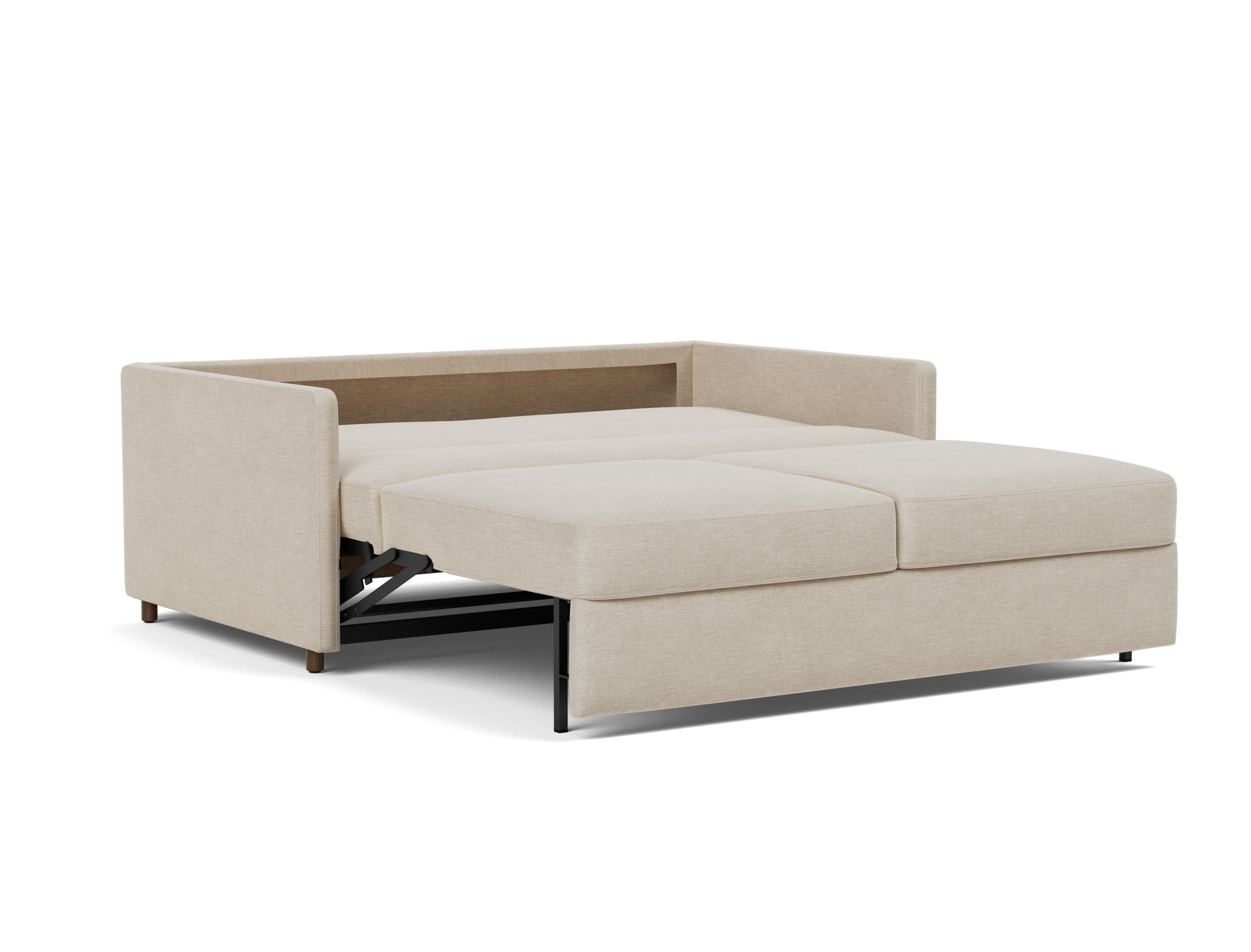 Schlafsofa Neah mit Slim-Armlehnen 160 Flachgewebe Phobos 586-Latte