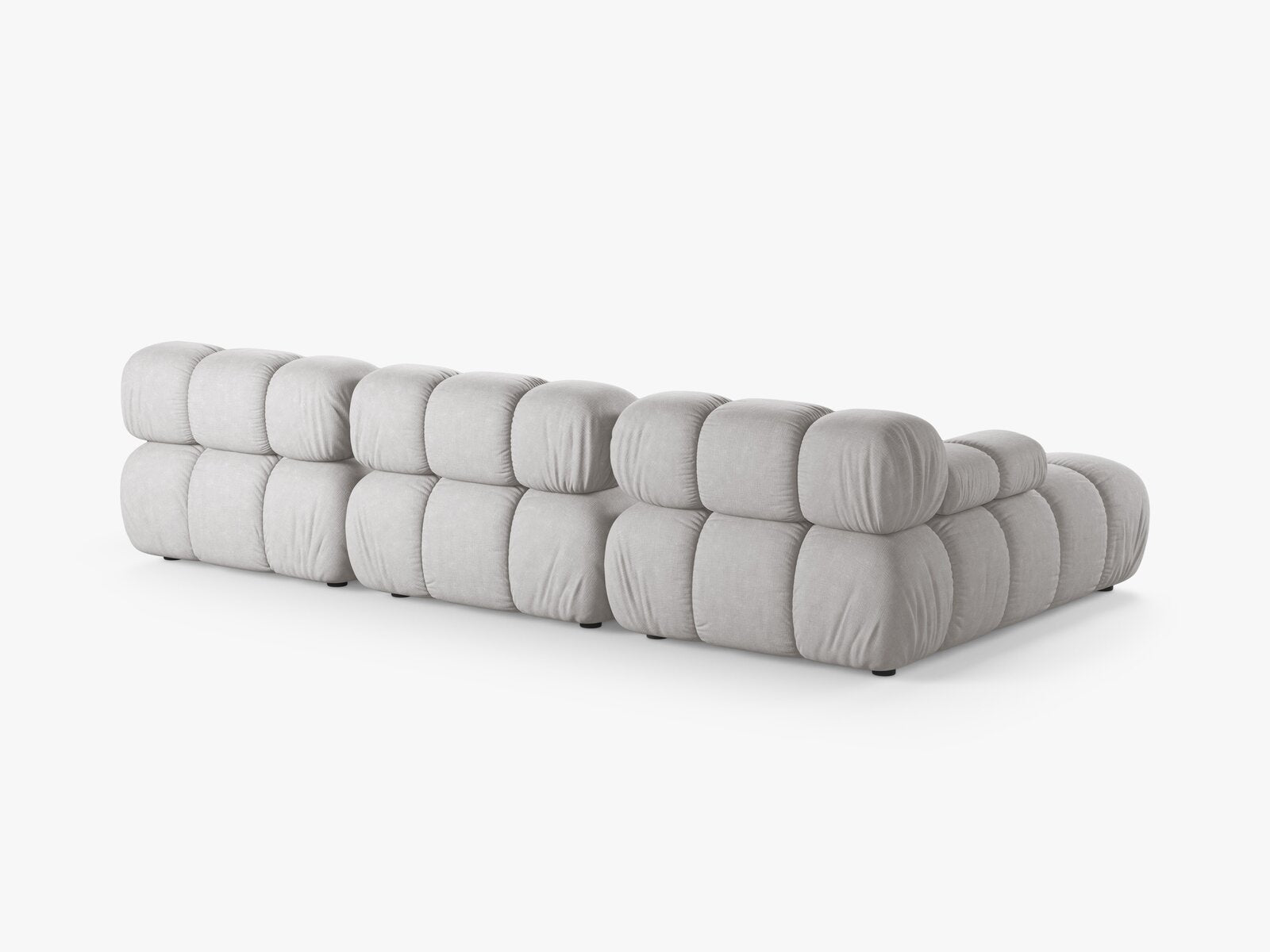 Micadoni Modulares Ecksofa Bellis 4-Sitzer Links Strukturierter Stoff Liberty Hellgrau