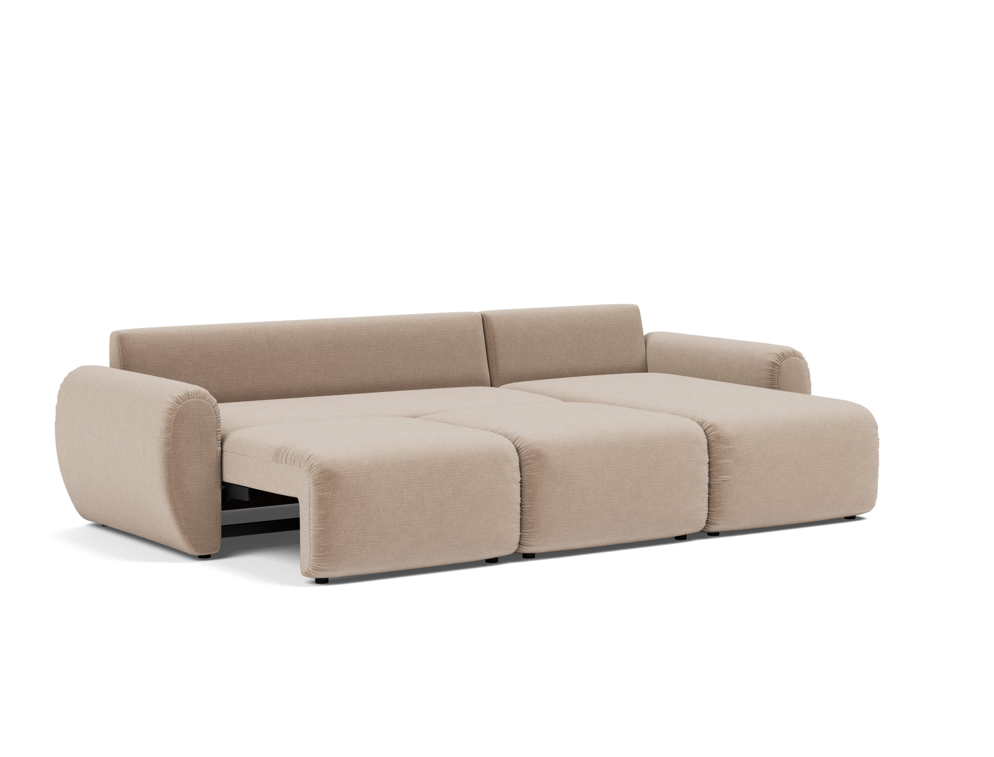 Schlafsofa Norum mit Chaiselongue und Curve-Armlehnen Chenille Esina 417-Mocha