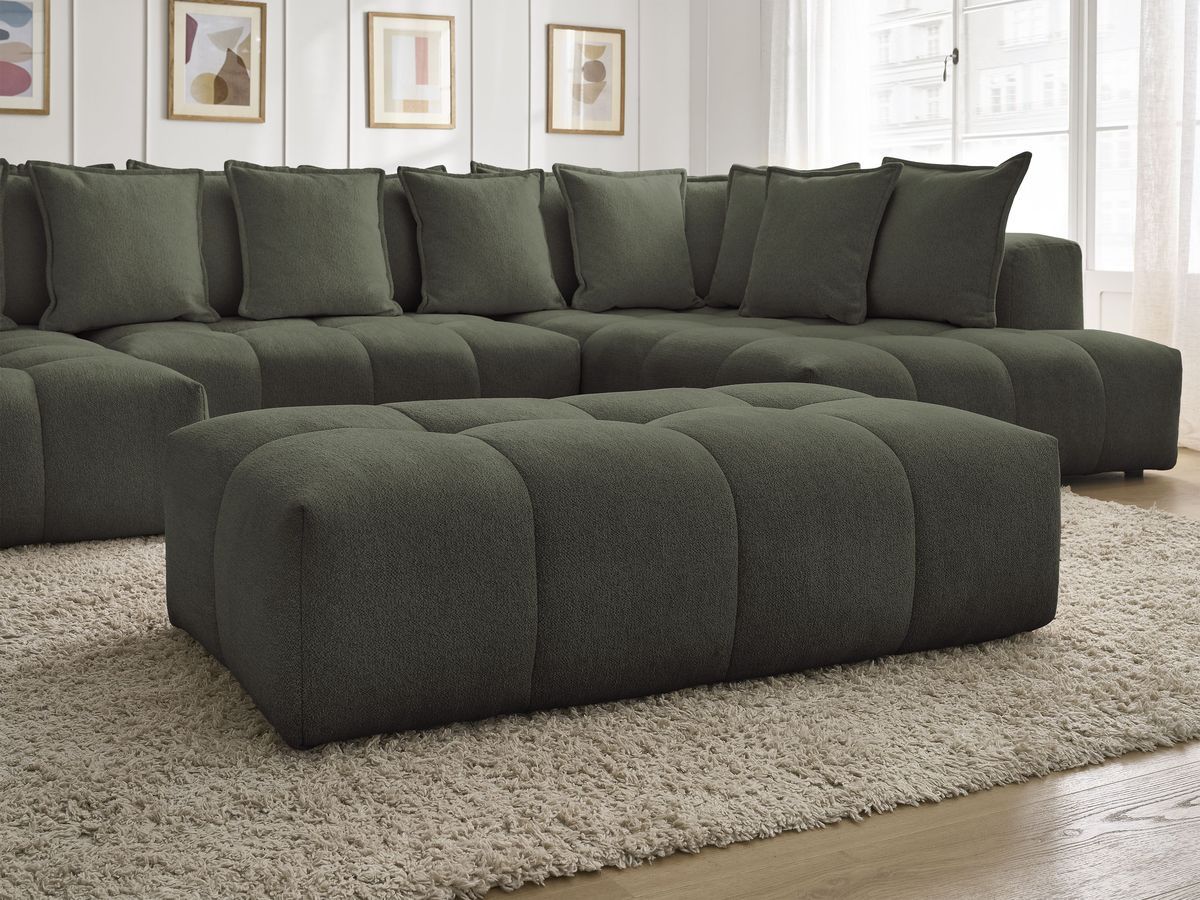 Bobochic Everest Wohnlandschaft mit Pouf, 14 Kissen Melange-Stoff Grün Ecke links