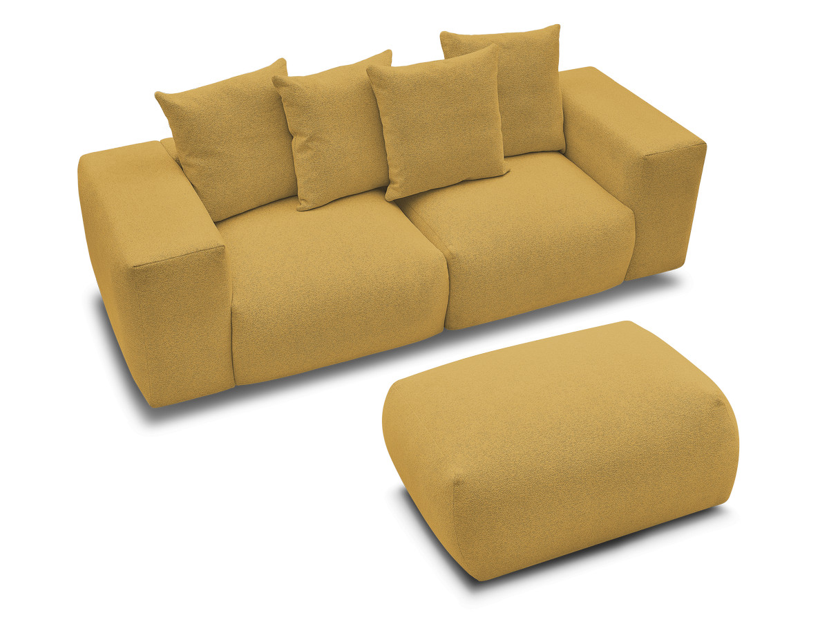 Bobochic Voltaire Sofa 4-Sitzer mit Pouf 248 × 100 cm Melange-Stoff Gelb