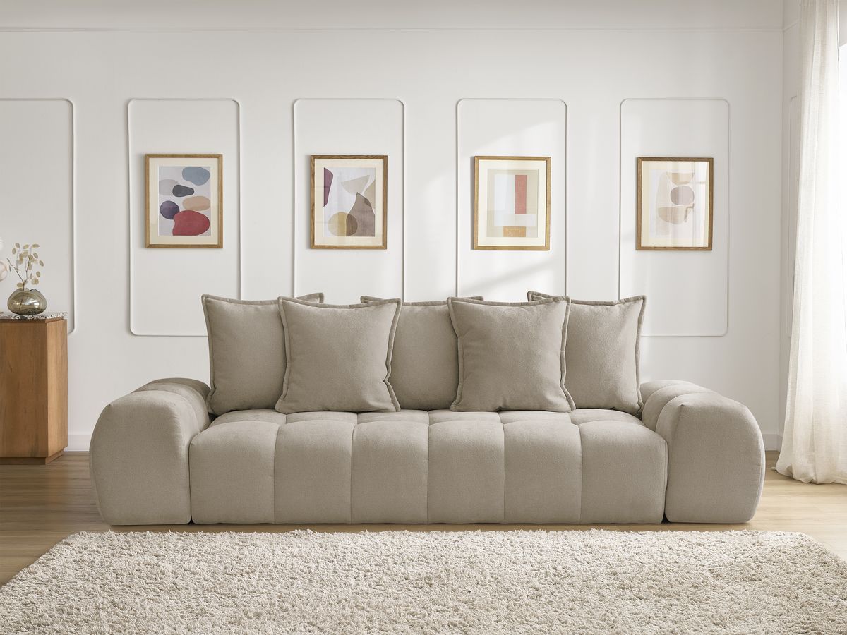 Bobochic Everest Sofa 3-Sitzer, 5 Kissen Strukturstoff Taupe