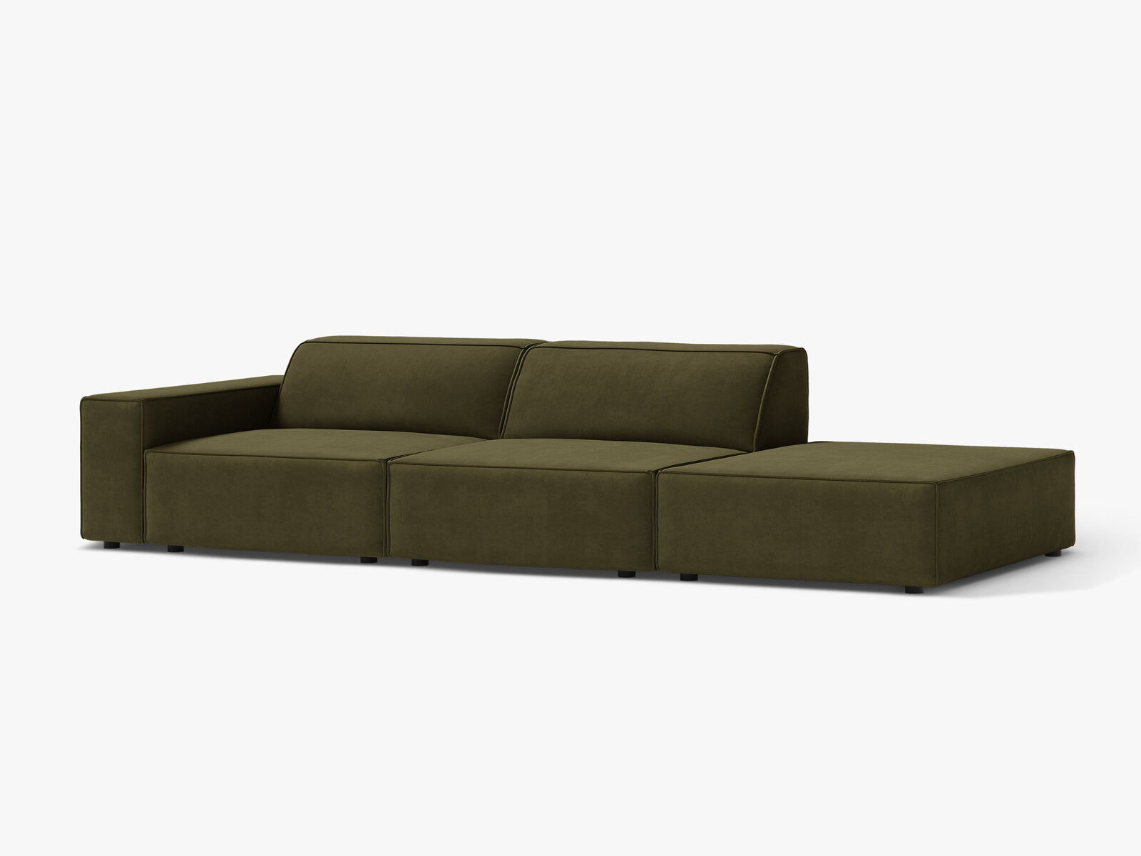 Micadoni Sofa Jodie 3-Sitzer Rechts Samt Bluvel Grün