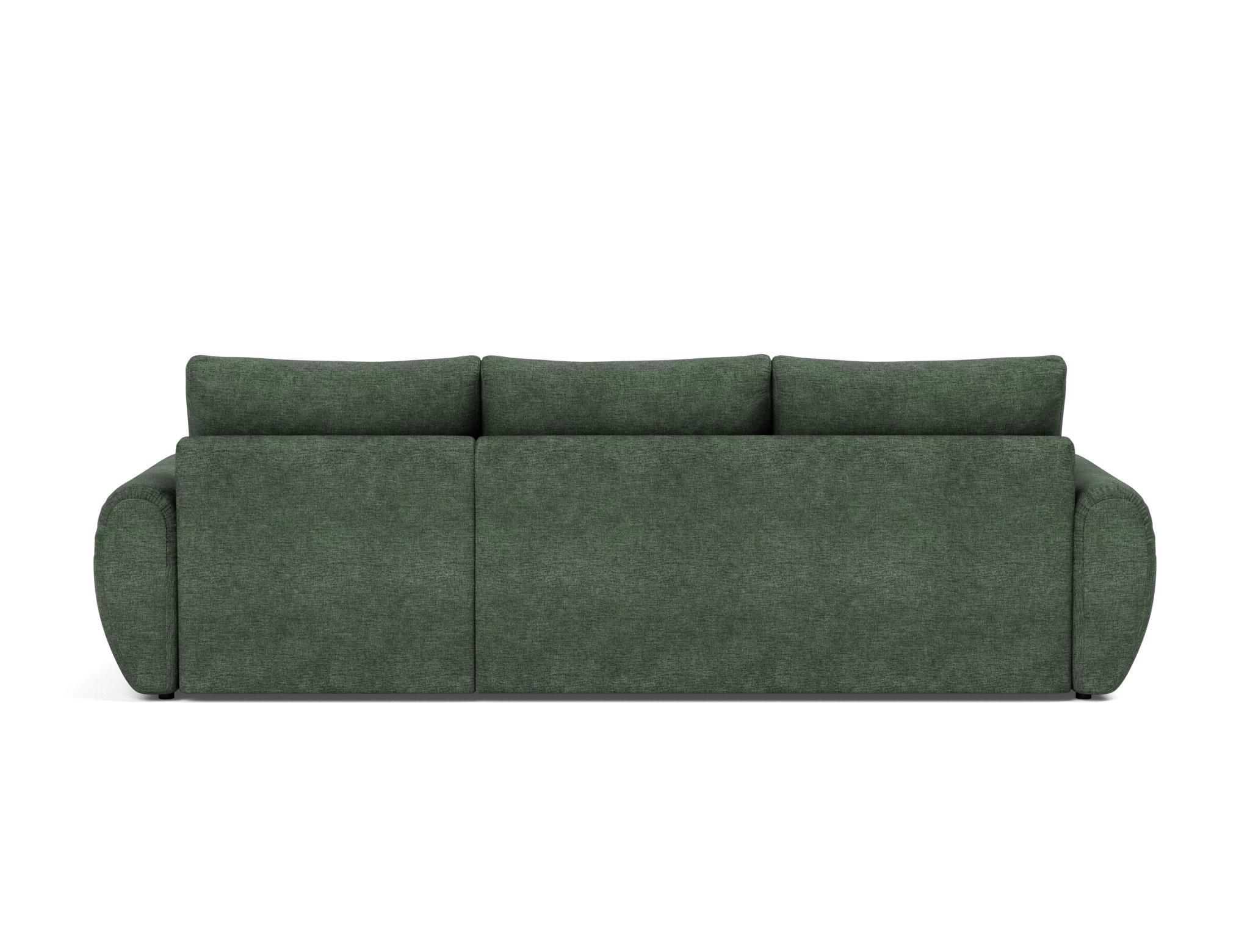 Schlafsofa Norum mit Chaiselongue und Curve-Armlehnen Flachgewebe Avella 281-Pine-Green