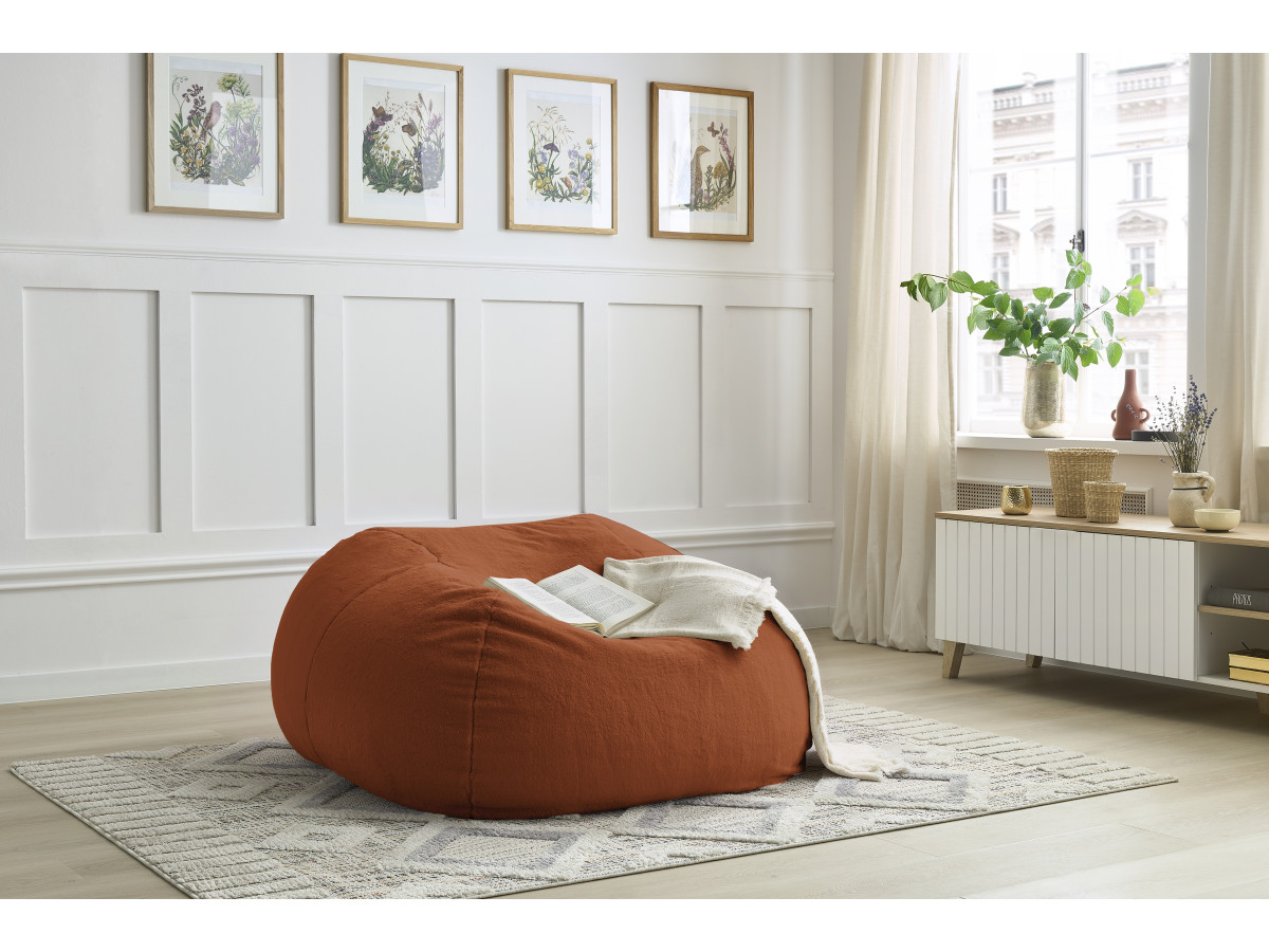 Bobochic Meribel Pouf Kunstfell Orange
