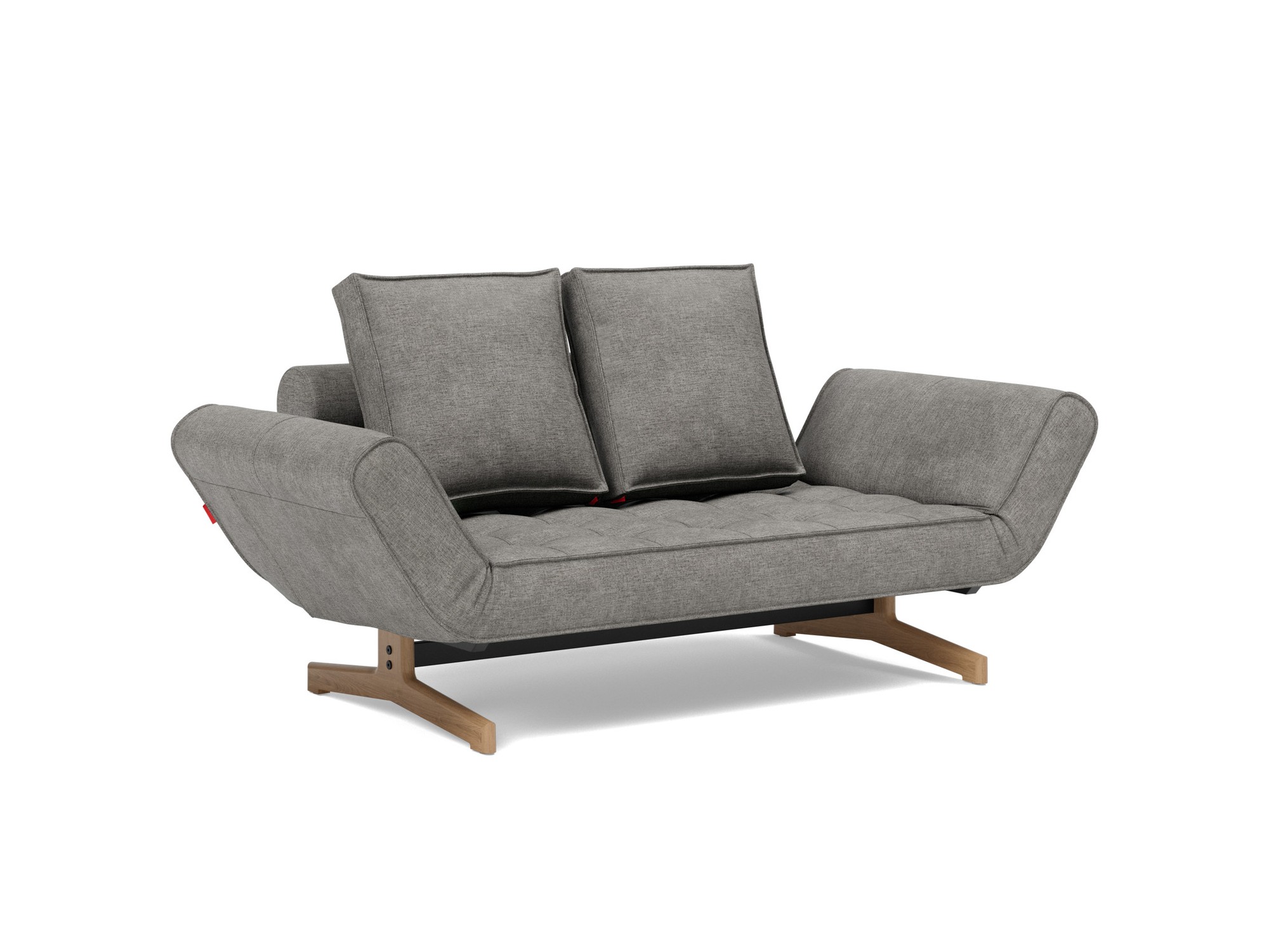 Tagesbett Ghia Flachgewebe Avella 282-Warm-Grey Beine Eiche