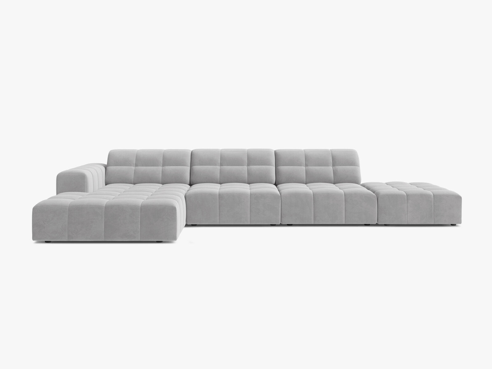Micadoni Ecksofa Jennifer 5-Sitzer Links Samt Bluvel Silber