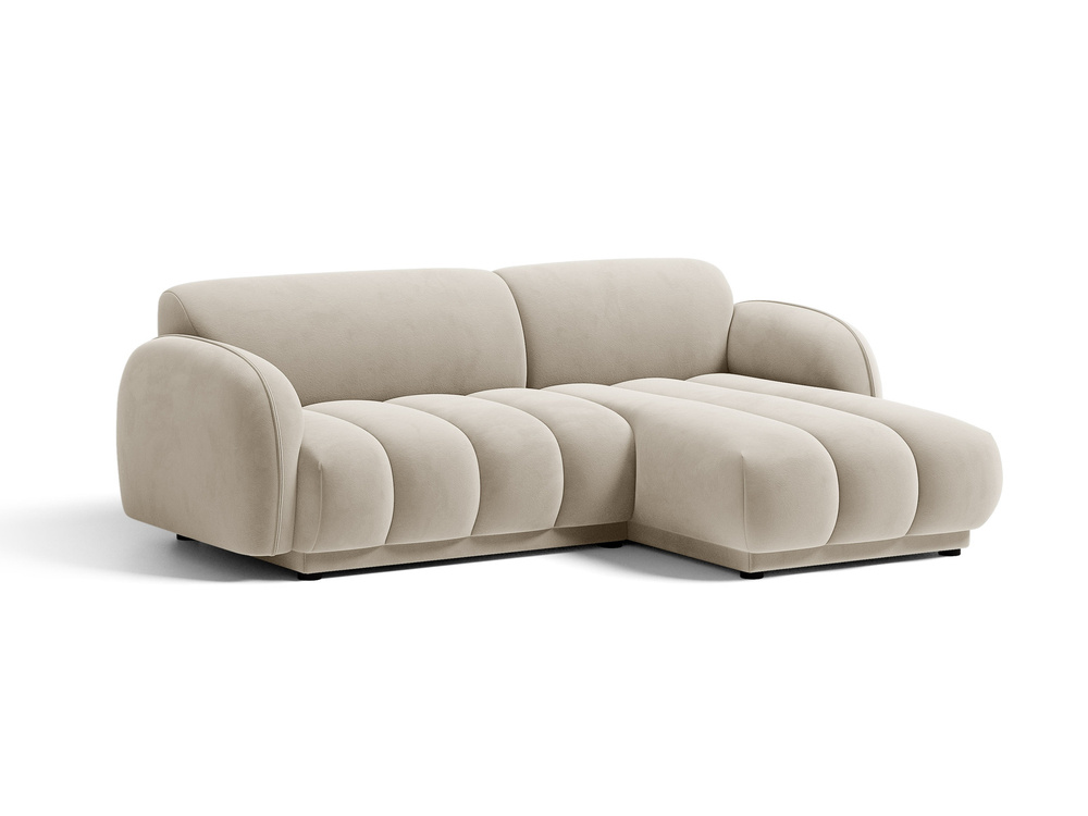 Cosmopolitan Design Ecksofa Bilbao 3-Sitzer kleine Version Samt Casino Helles Beige Rechts