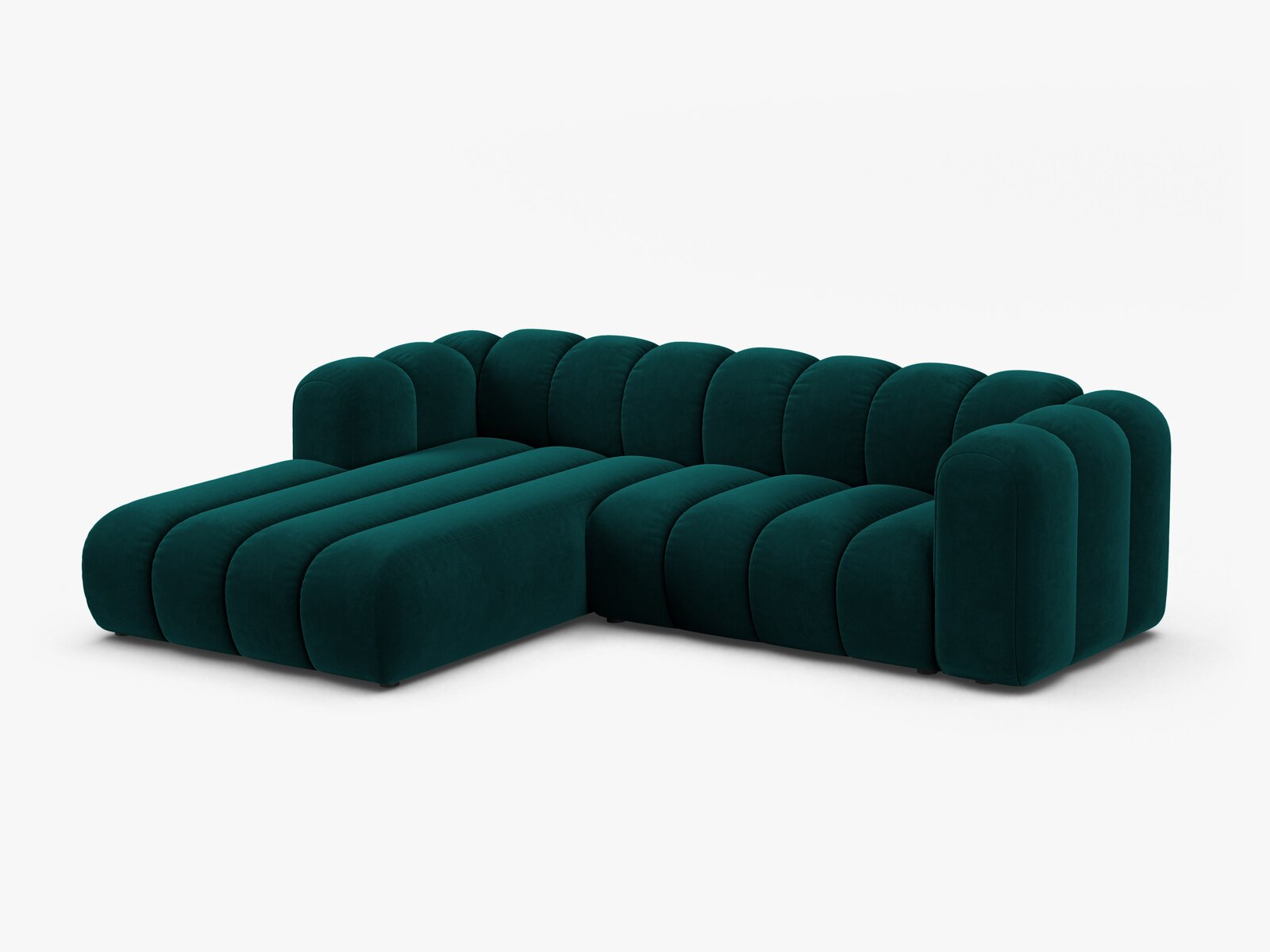 Micadoni Modulares Ecksofa Lupine 4-Sitzer mittelgroß Links Samt Venus Dunkel Petrol
