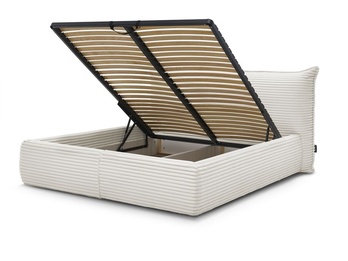 Bobochic Jade Polsterbett mit Bettkasten Cordsamt Beige, Liegefläche 160 × 200 cm