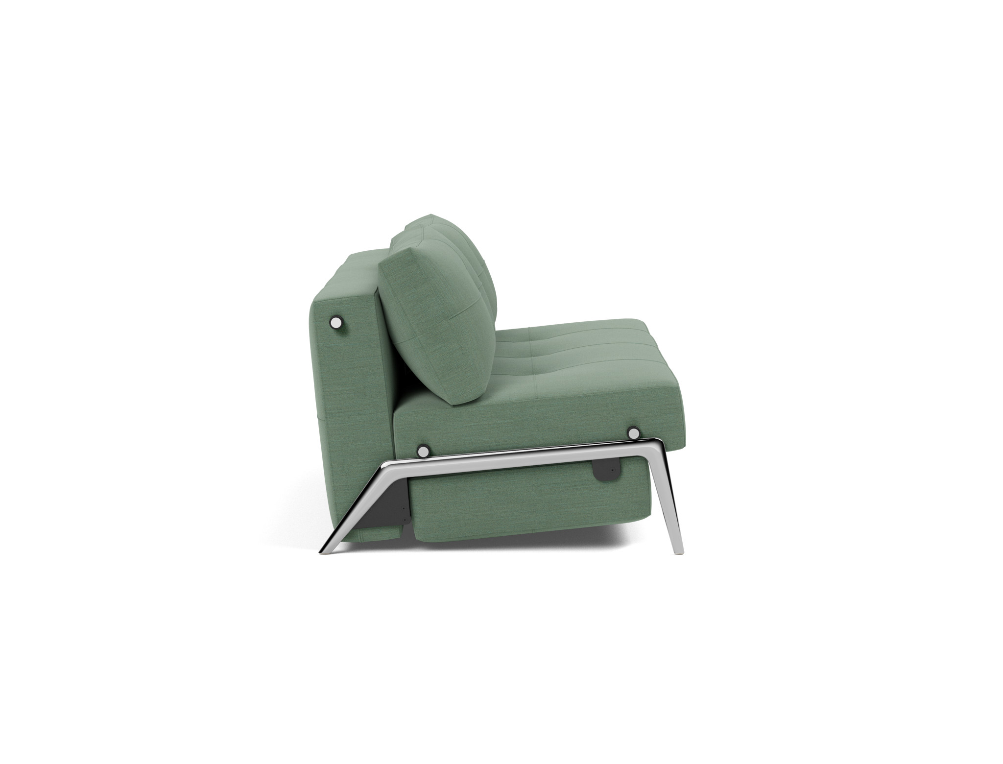 Schlafsofa Cubed 160 Flachgewebe Elegance 518-Green Beine Aluminium