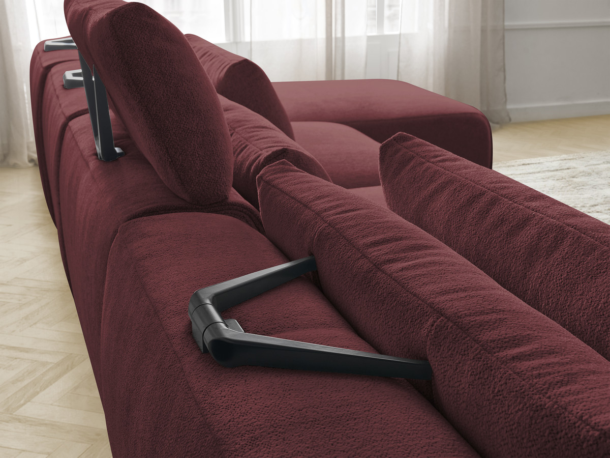 Bobochic Jana Wohnlandschaft mit großem Pouf Melange-Stoff Rot