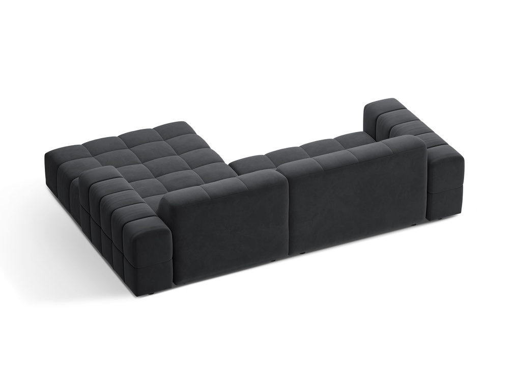Cosmopolitan Design Ecksofa Chicago 3-Sitzer Samt Bluvel Grau Rechts