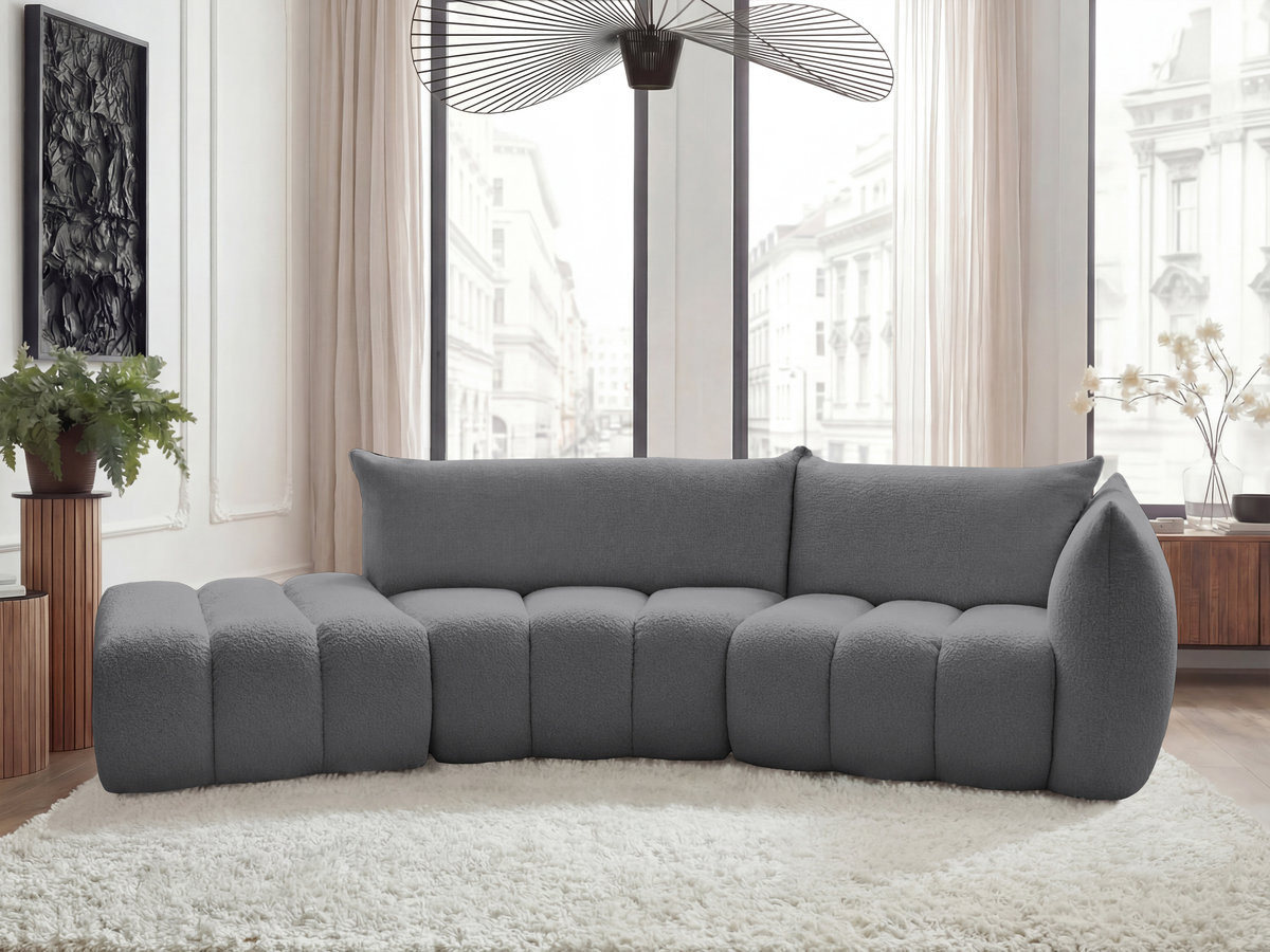 Bobochic Azra Ecksofa 325 × 112 cm Bouclé-Stoff Dunkelgrau Ecke rechts