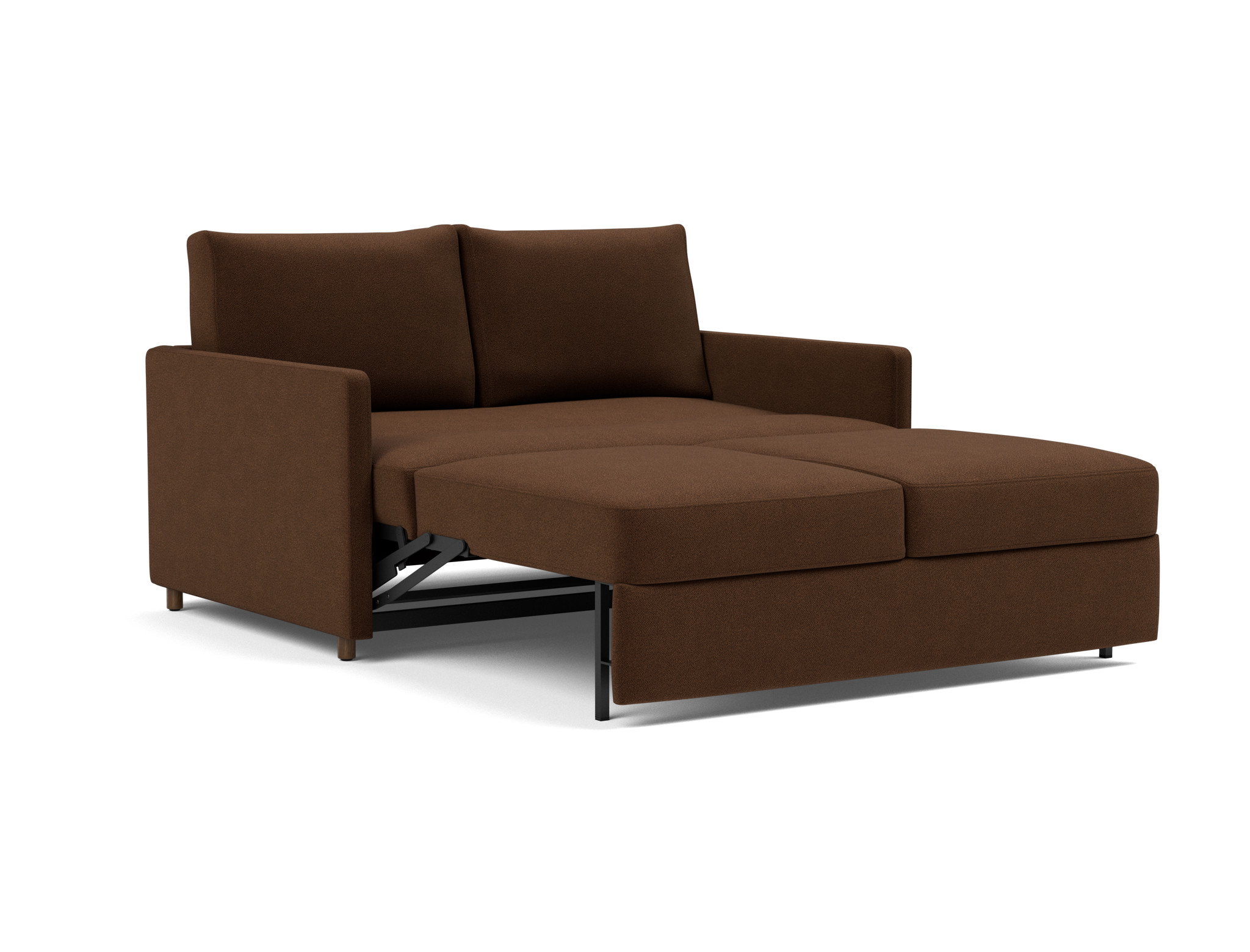 Schlafsofa Neah mit Slim-Armlehnen 140 Strukturierter Stoff Taura 359-Cappuccino