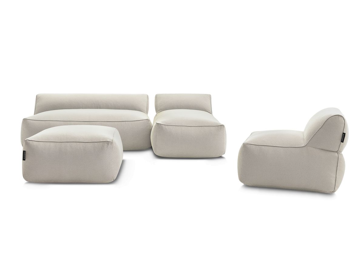 Bobochic Riviera Gartensofa 5-Sitzer mit Pouf Melange-Stoff Beige
