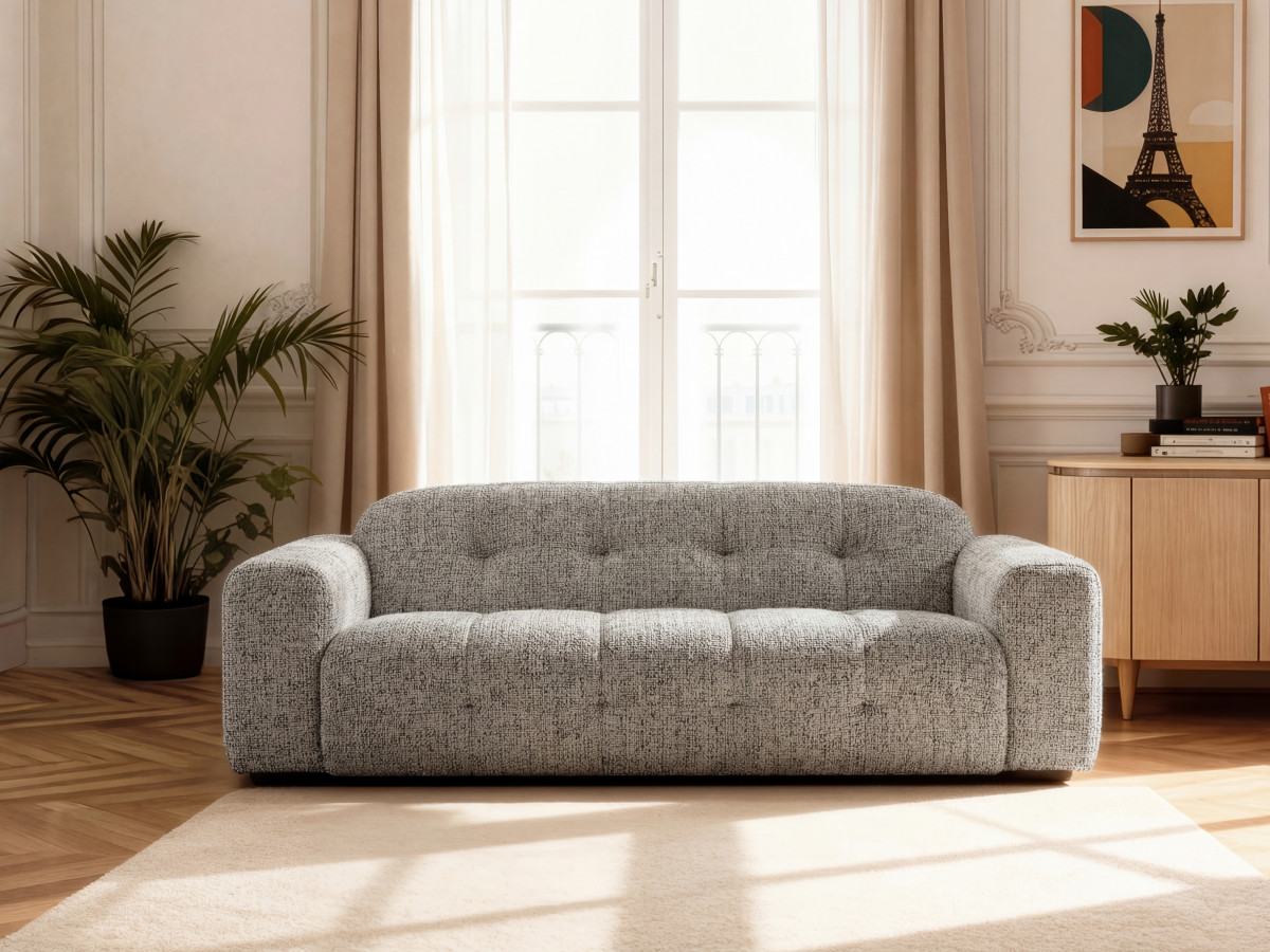 Bobochic Laura Sofa 3-Sitzer Melange-Stoff Taupe